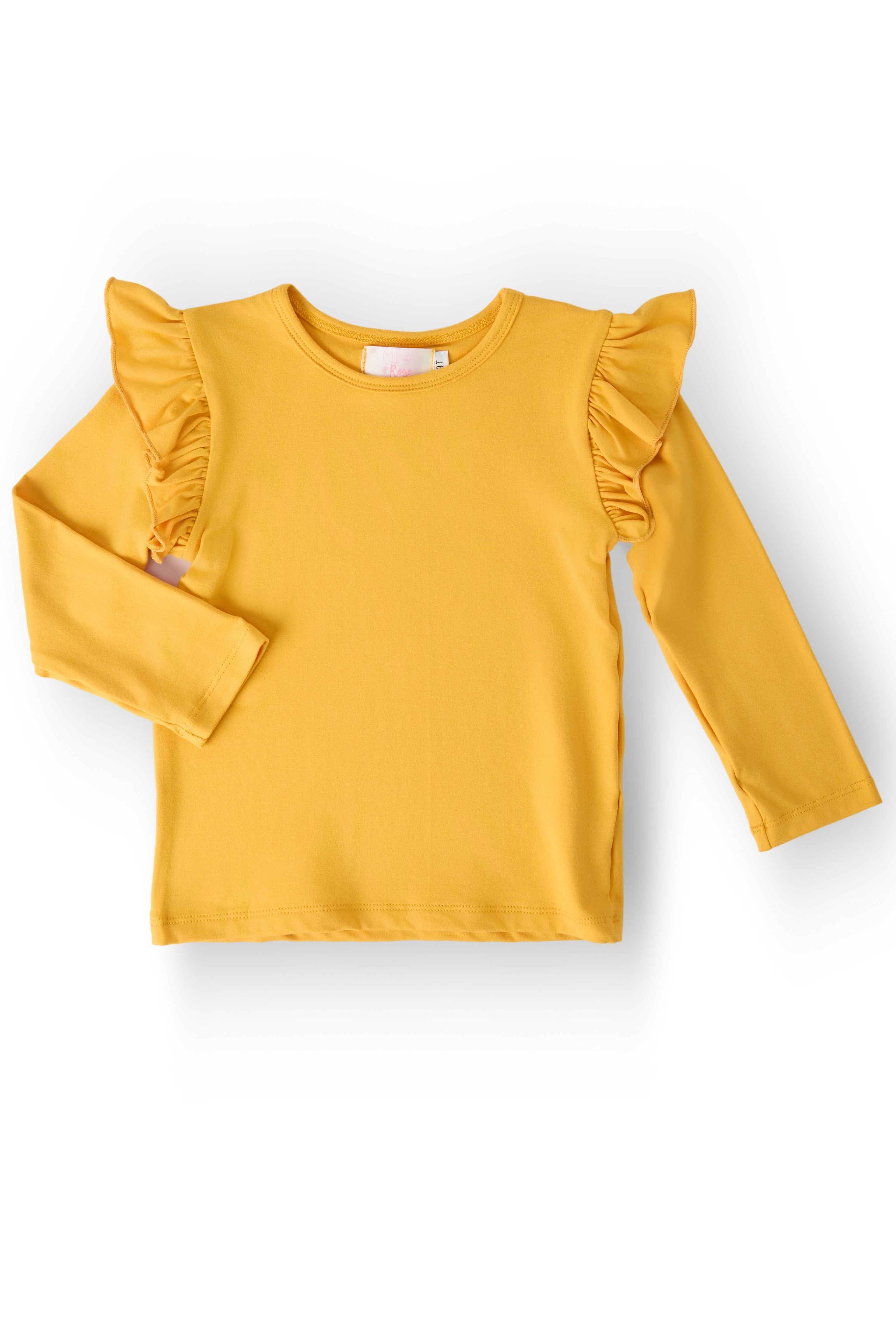Mustard L/S Ruffle Tee