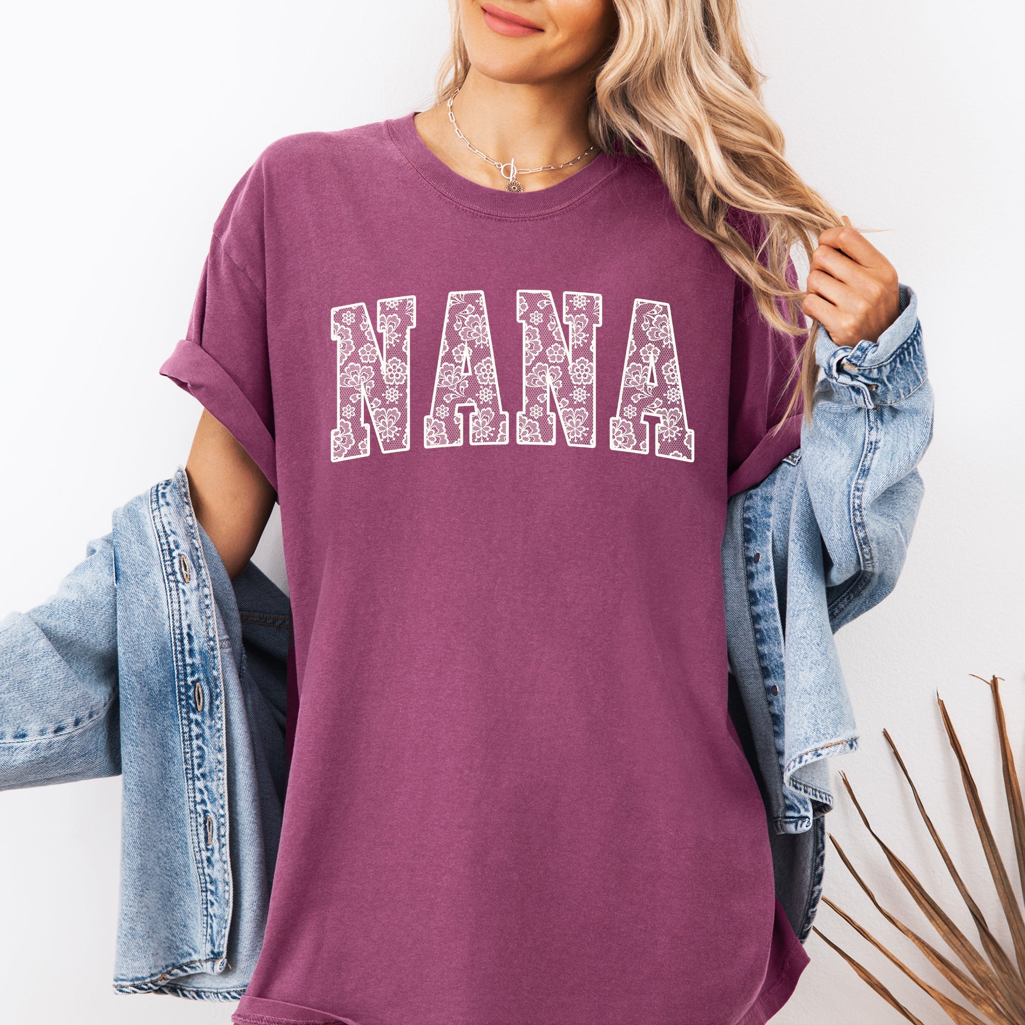 Nana, Faux Lace, Coquette, Varsity, Mother's Day T-Shirt Comfort Colors Tee Exclusive Limited Edition