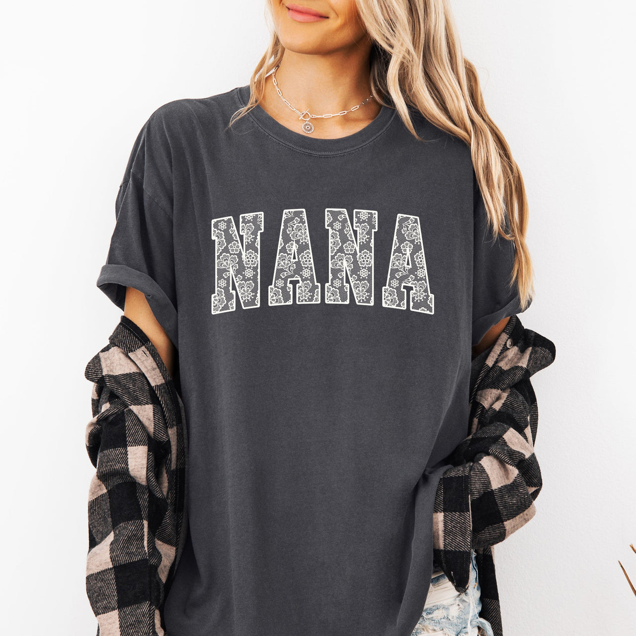 Nana, Faux Lace, Coquette, Varsity, Mother's Day T-Shirt Comfort Colors Tee Exclusive Limited Edition