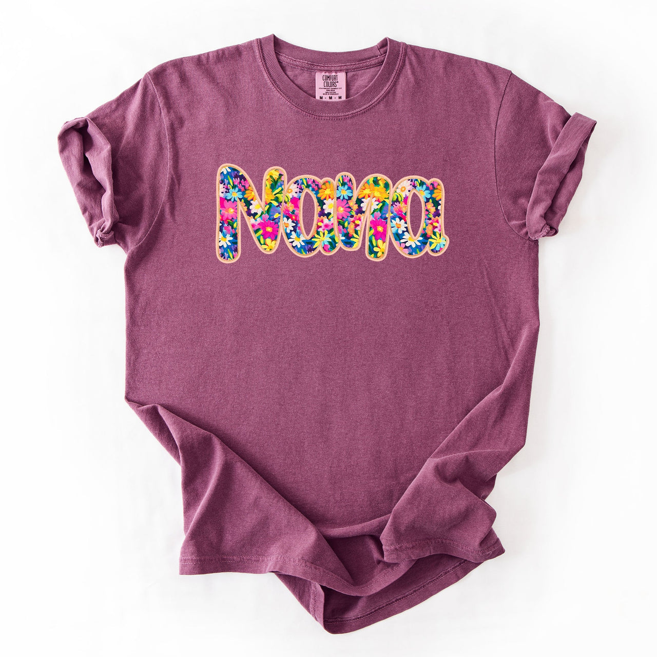 Nana Floral Bright Pastel Garden Bouquet With Radiant Vibrant Blooms Comfort Colors Tee