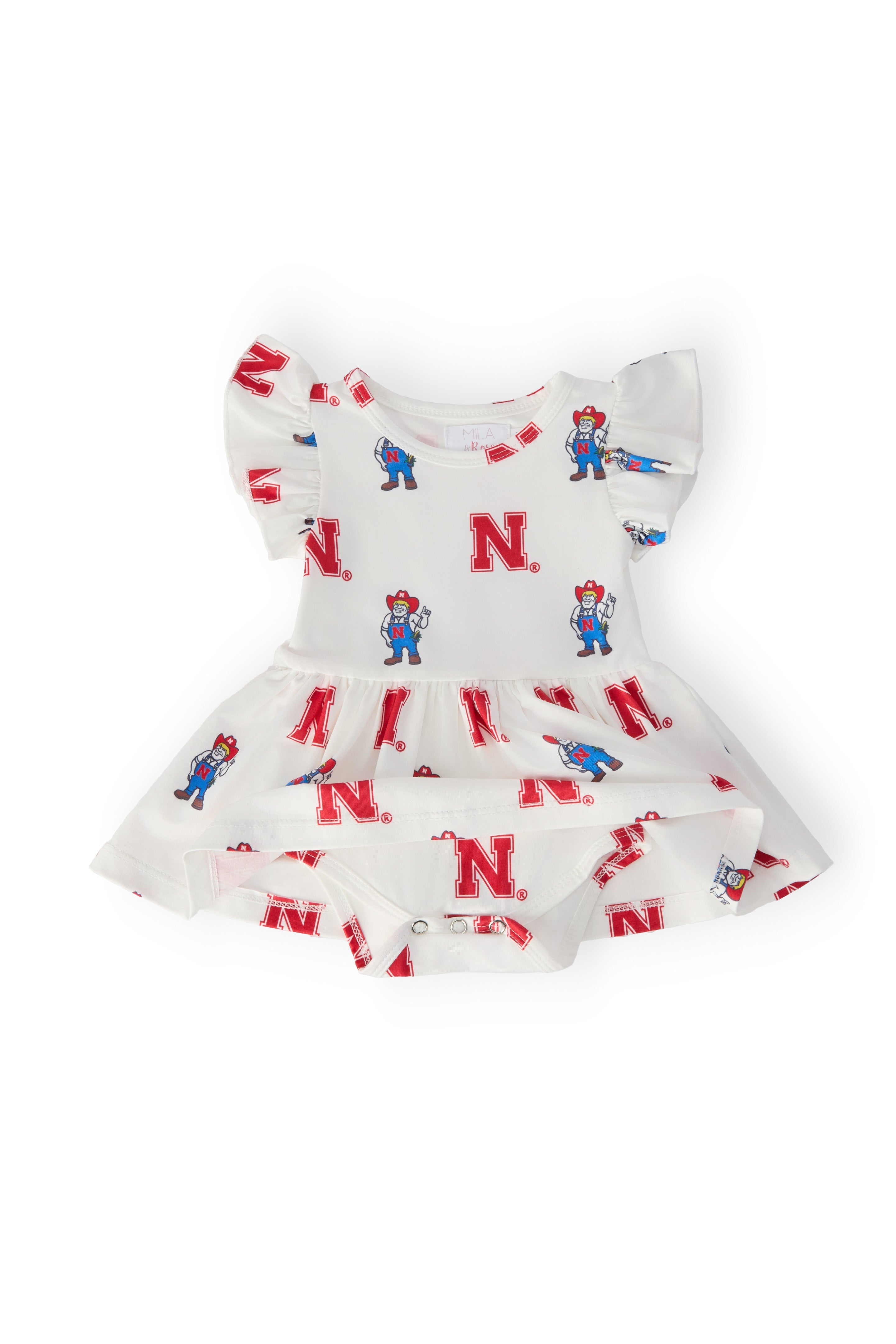 Nebraska White Herbie Husker S/S Flutter Twirl Bodysuit