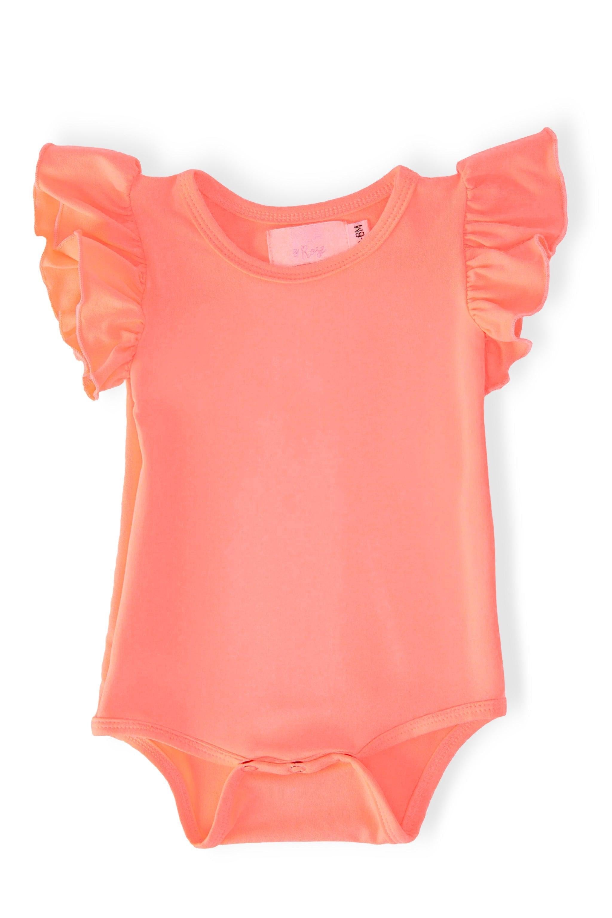 Neon Coral S/S Flutter Bodysuit