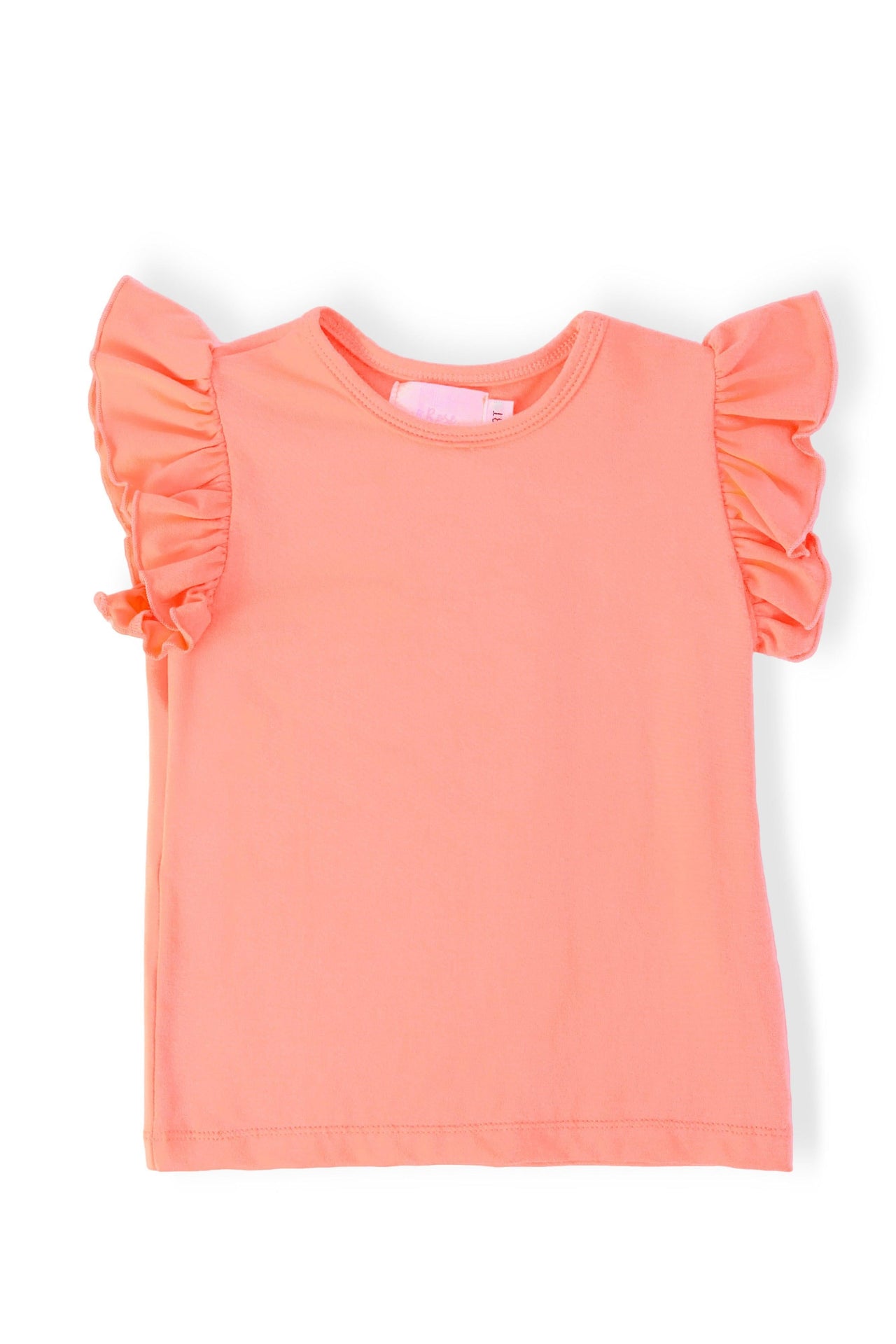 Neon Coral S/S Ruffle Tee
