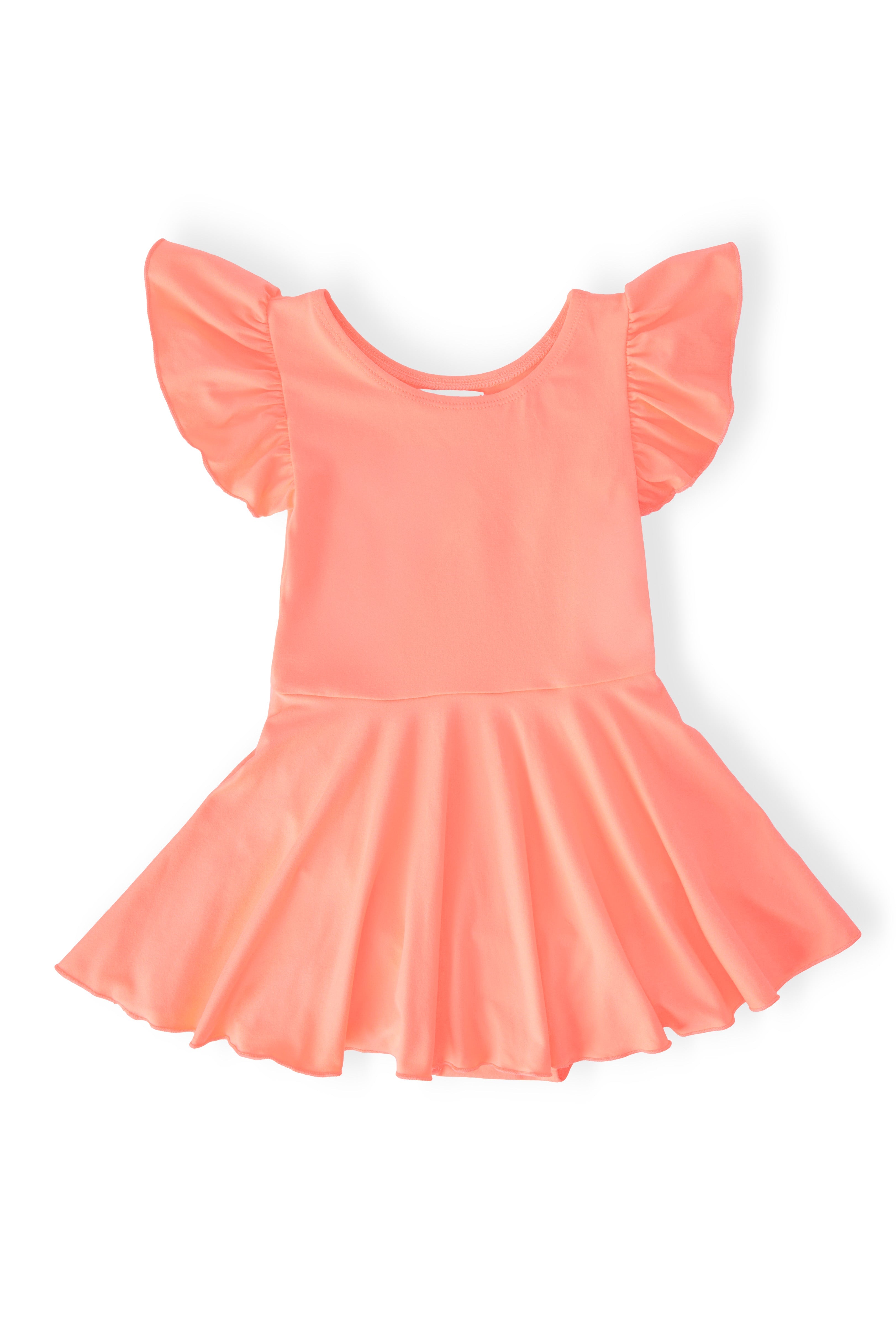 Neon Coral S/S Twirl Leotard