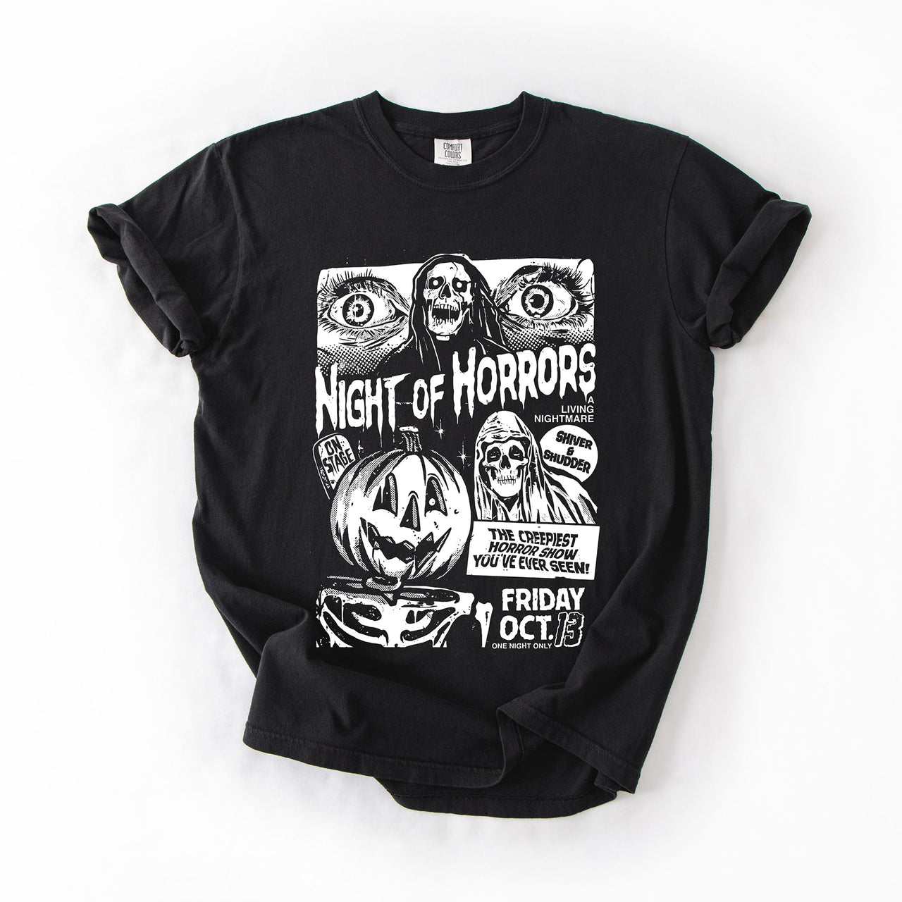 Night Of Horrors Halloween Spooky Scary Witch Midnight Monster Mash Edition Comfort Colors Tee