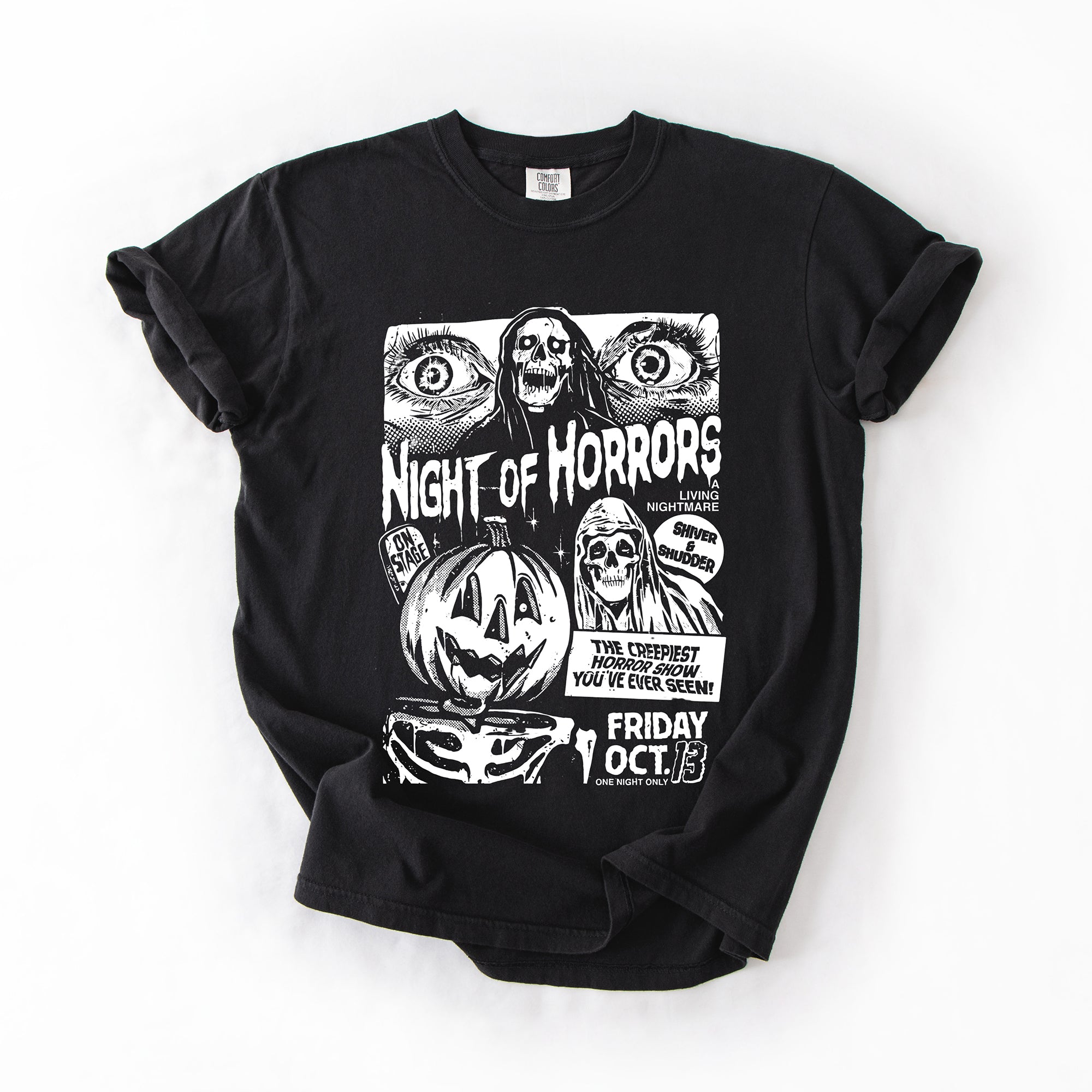 Night Of Horrors Halloween Spooky Scary Witch Midnight Monster Mash Edition Comfort Colors Tee