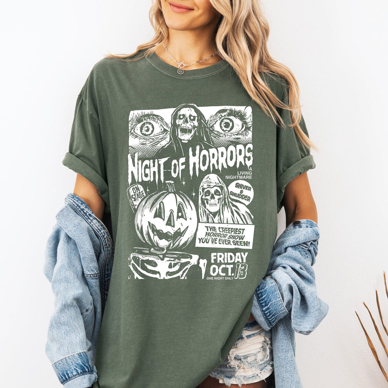 Night Of Horrors Halloween Spooky Scary Witch Midnight Monster Mash Edition Comfort Colors Tee