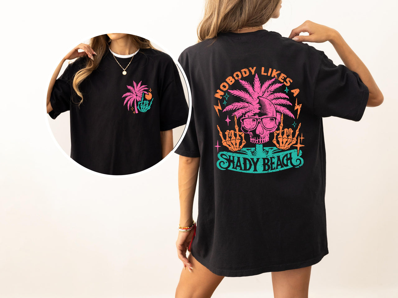 Nobody Likes A Shady Beach Skeleton Hot Girl Summer Palm Tree Comfort Colors Tee