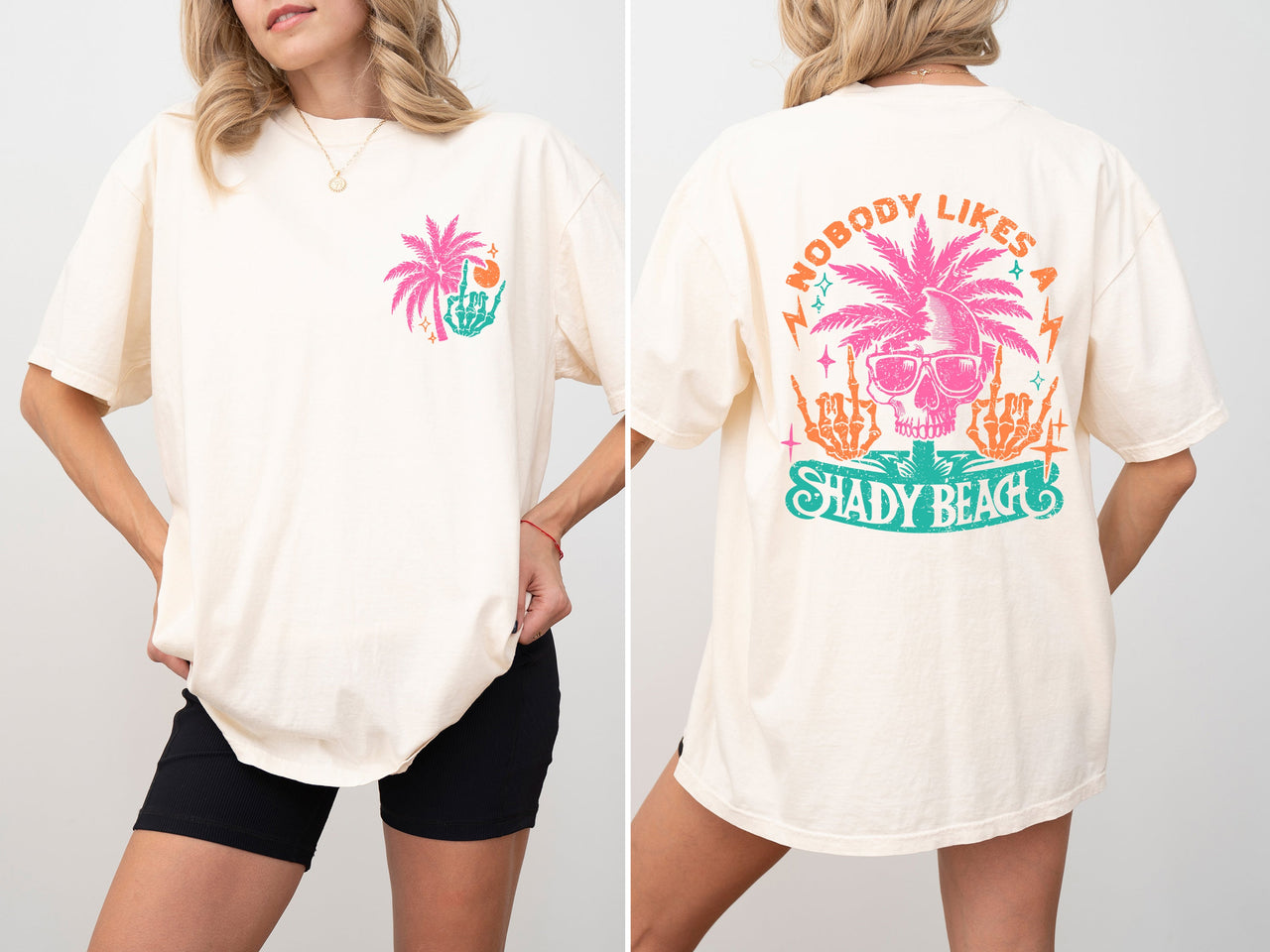 Nobody Likes A Shady Beach Skeleton Hot Girl Summer Palm Tree Comfort Colors Tee
