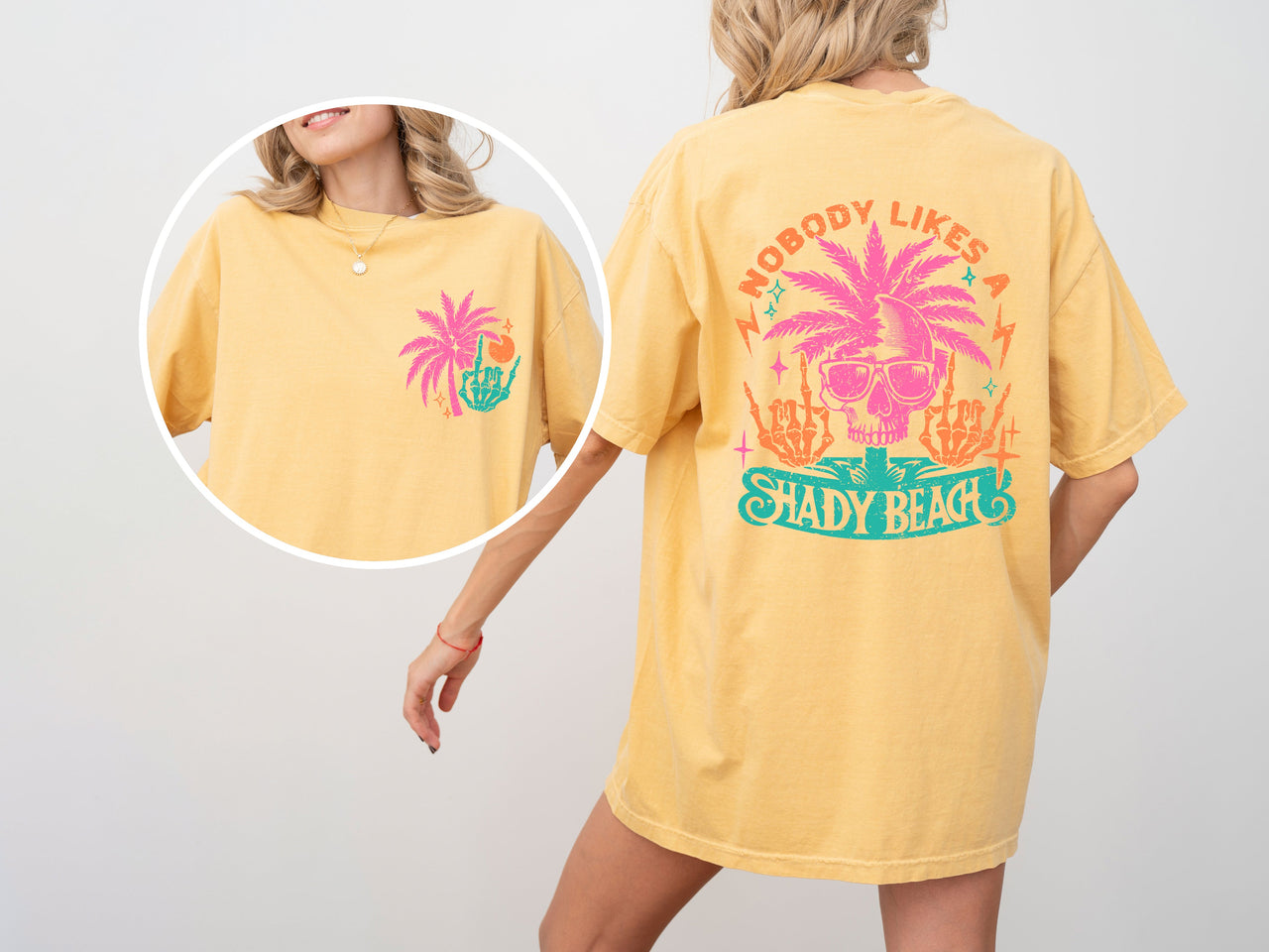 Nobody Likes A Shady Beach Skeleton Hot Girl Summer Palm Tree Comfort Colors Tee