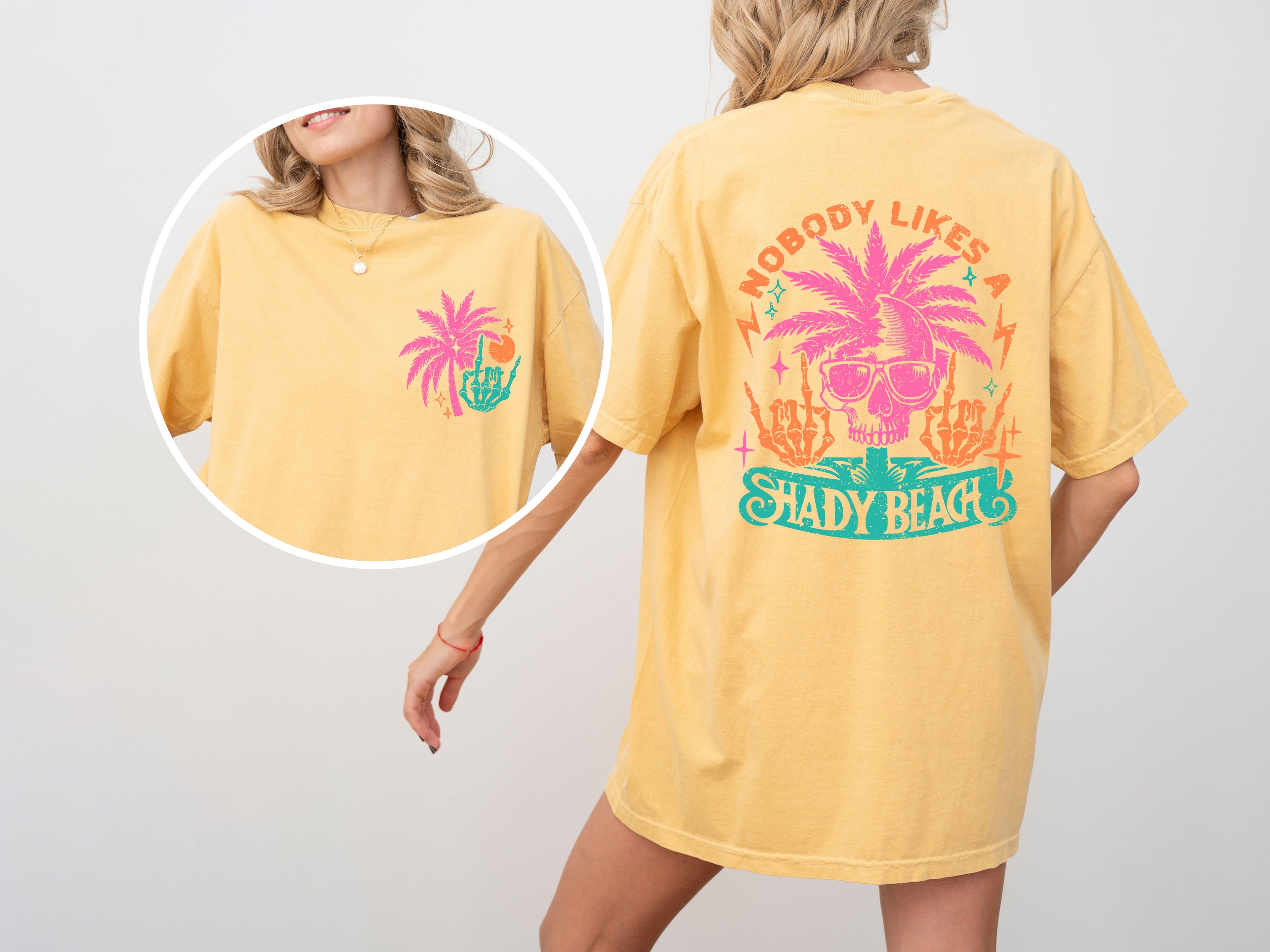 Nobody Likes A Shady Beach Skeleton Hot Girl Summer Palm Tree Comfort Colors Tee