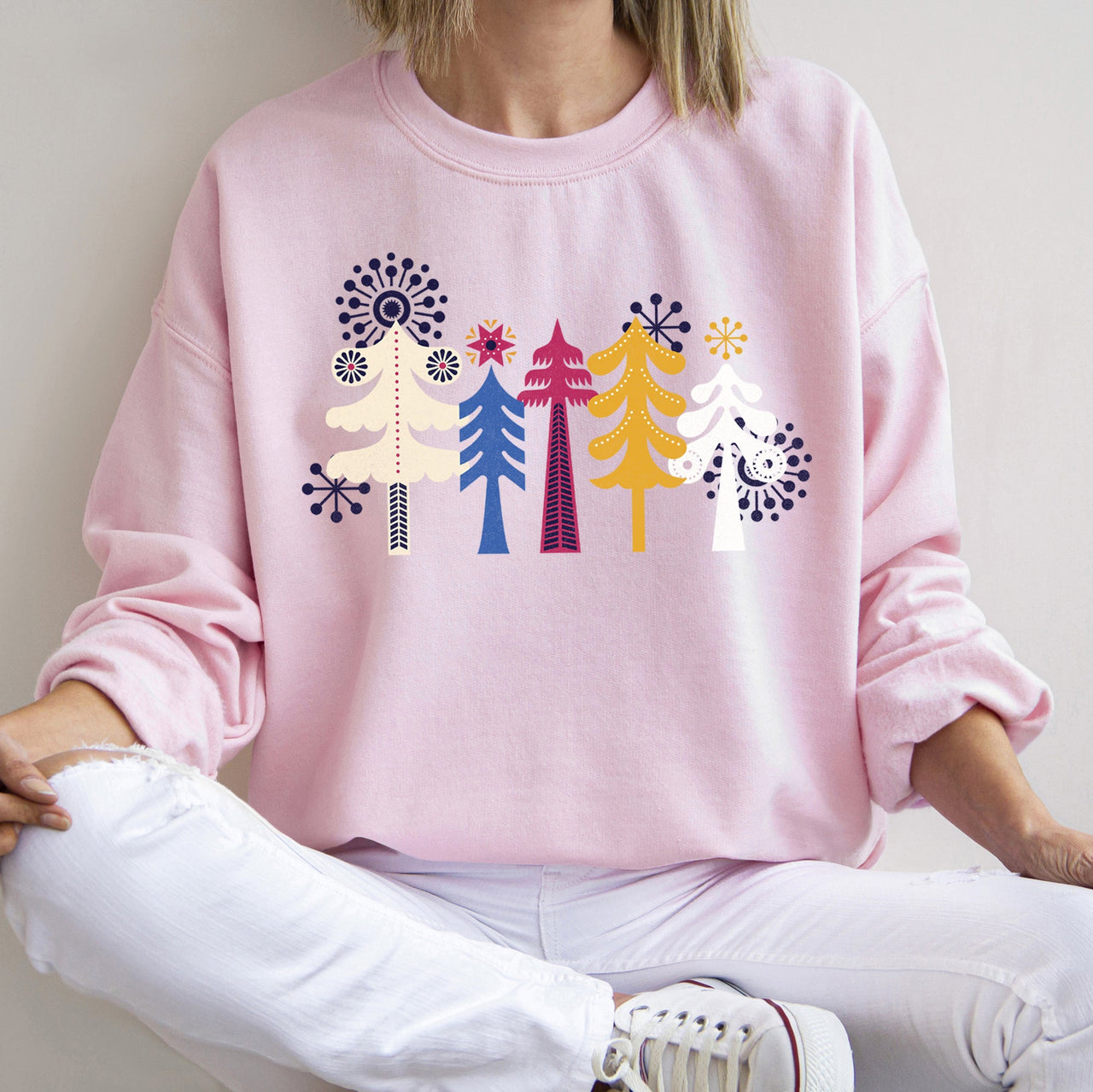 Noel Folk Art Christmas Ornament Moonlit Village Winter Night Scenic Design Inspiring Warmth and Joy Sweatshirt