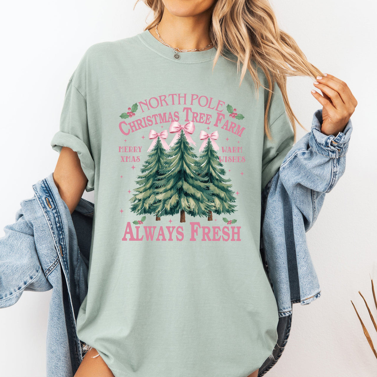 North Pole Christmas Tree Farm Winter Santa Snow Xmas Holiday Edition Comfort Colors Tee