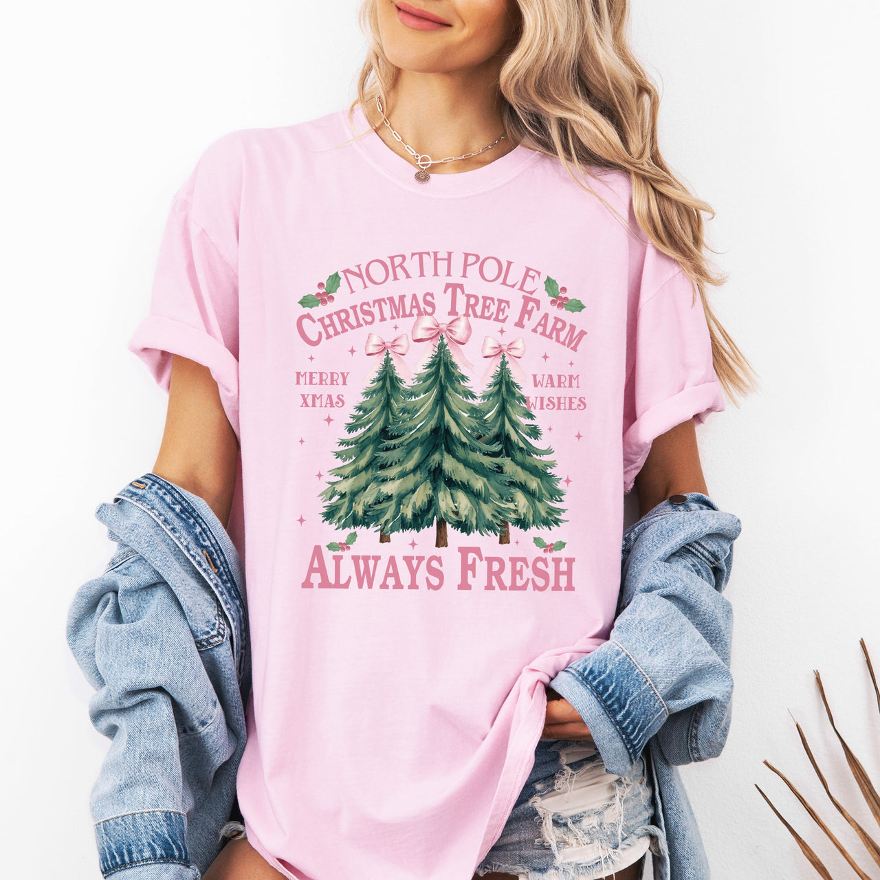 North Pole Christmas Tree Farm Winter Santa Snow Xmas Holiday Edition Comfort Colors Tee