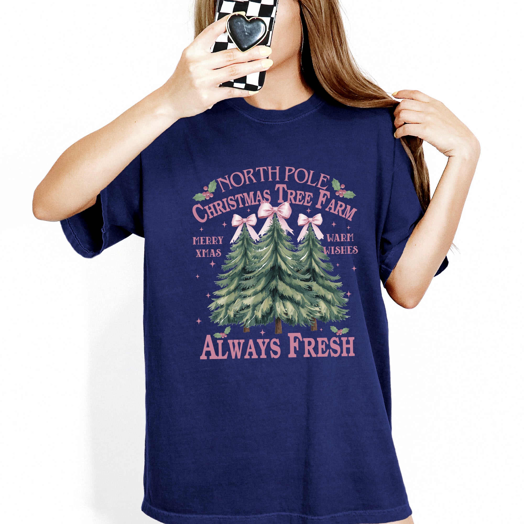 North Pole Christmas Tree Farm Winter Santa Snow Xmas Holiday Edition Comfort Colors Tee