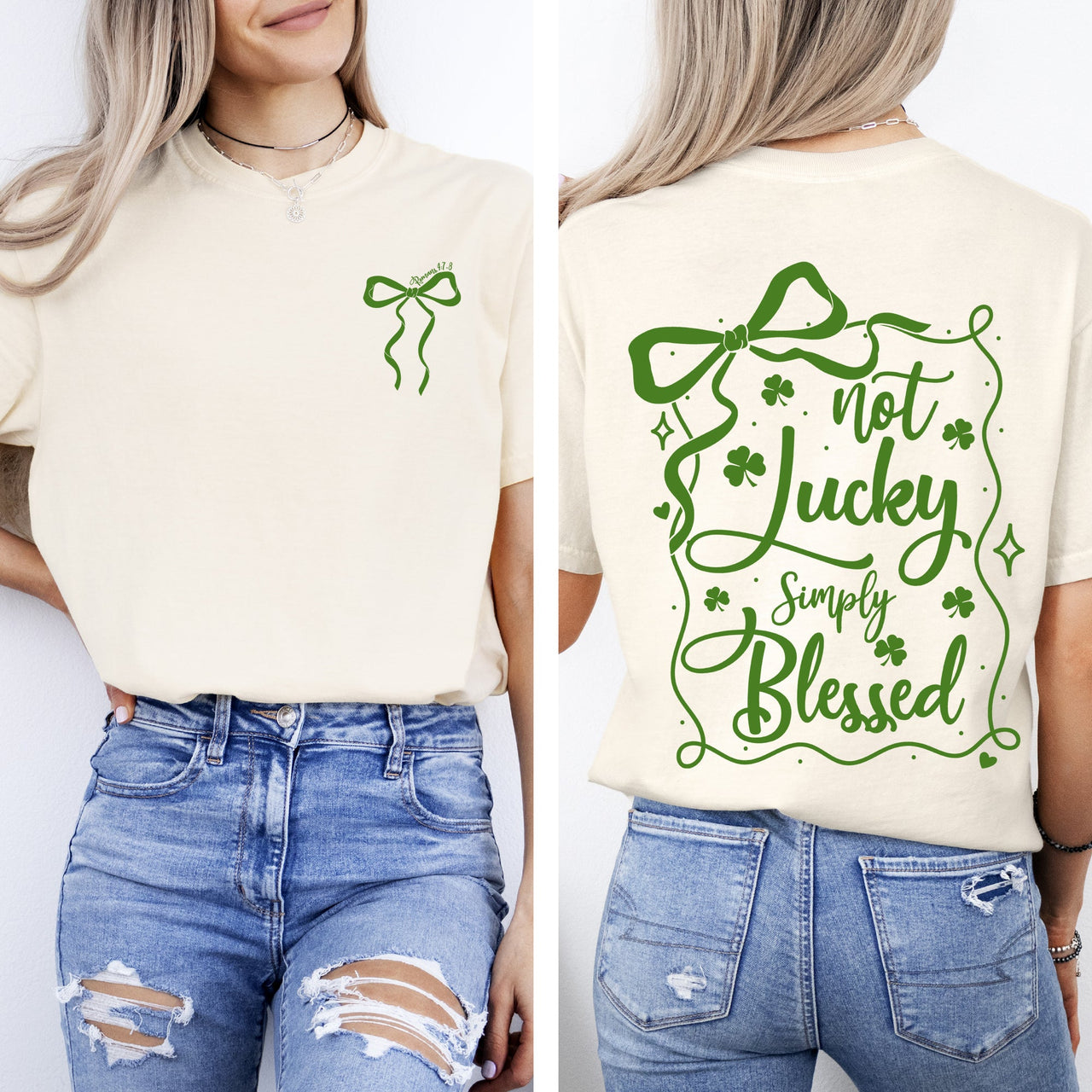 Not Lucky, Just Blessed St Patrick's Day Shamrock Leprechaun Clover Comfort Colors Tee