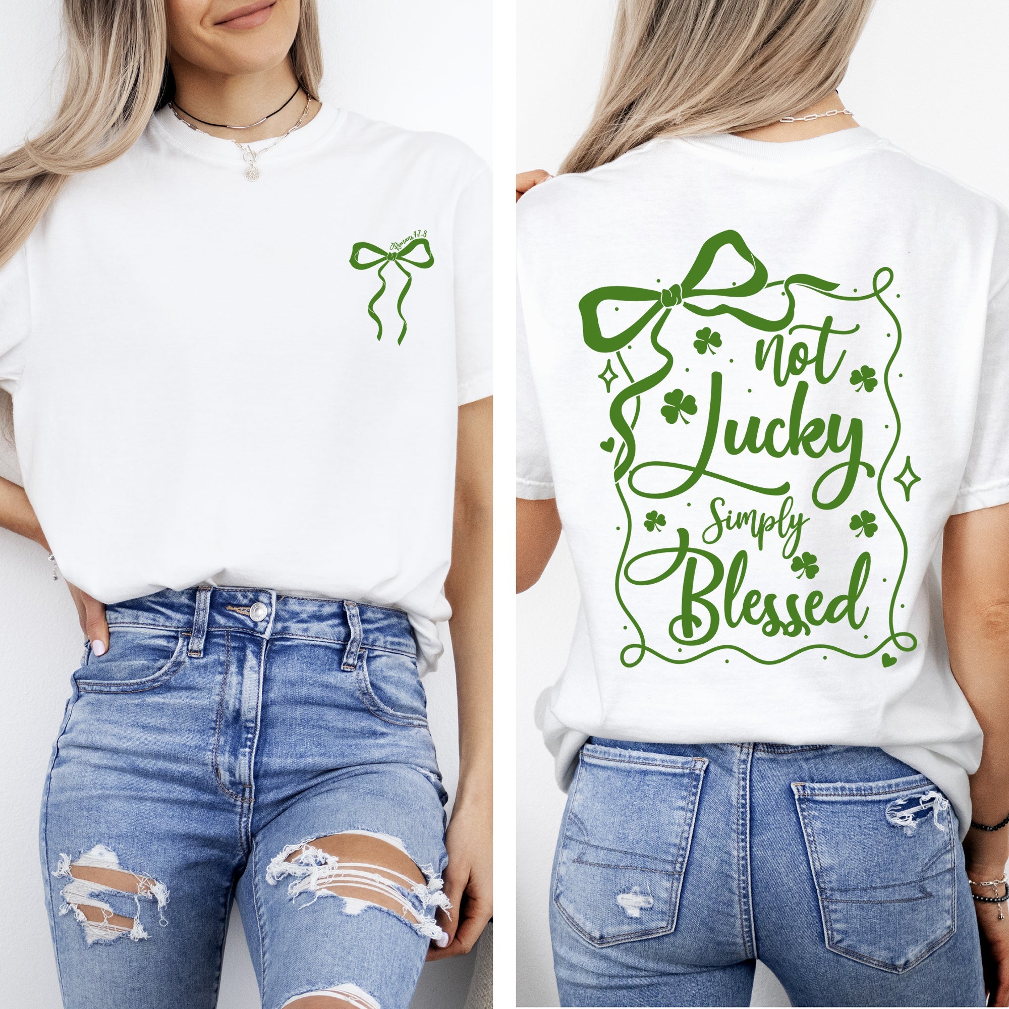 Not Lucky, Just Blessed St Patrick's Day Shamrock Leprechaun Clover Comfort Colors Tee