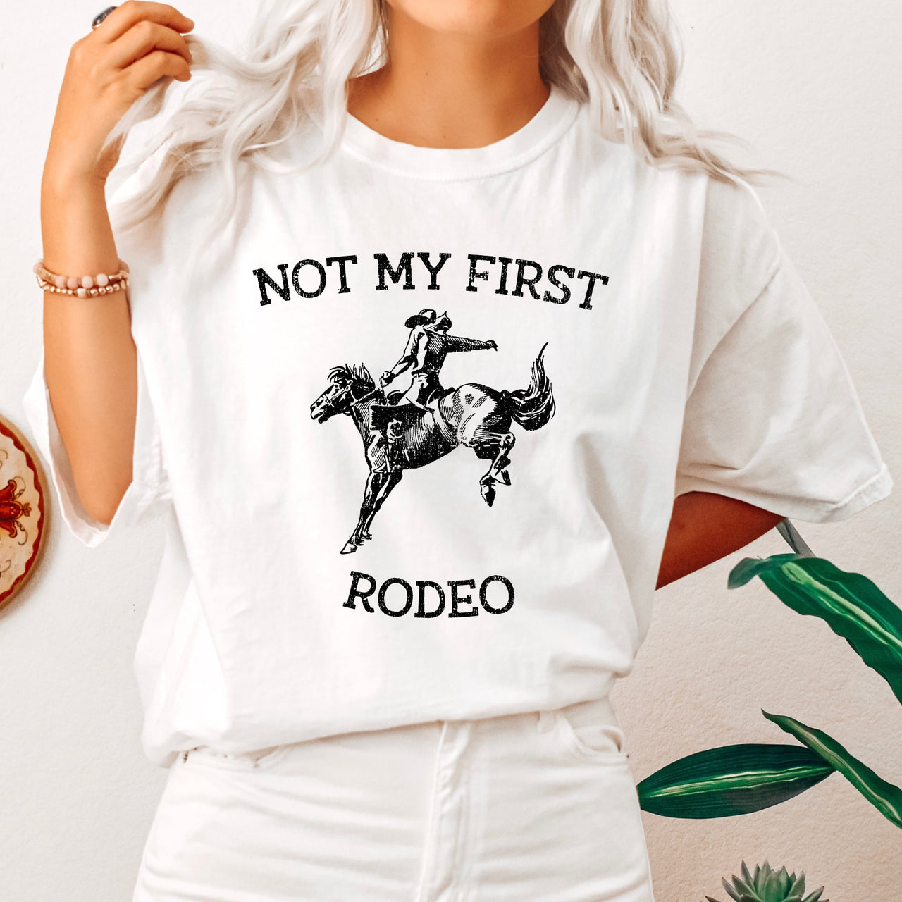 Not My First Rodeo Cowboy Bronco Rider Country Cowgirl Western Inspired Comfort Colors Tee