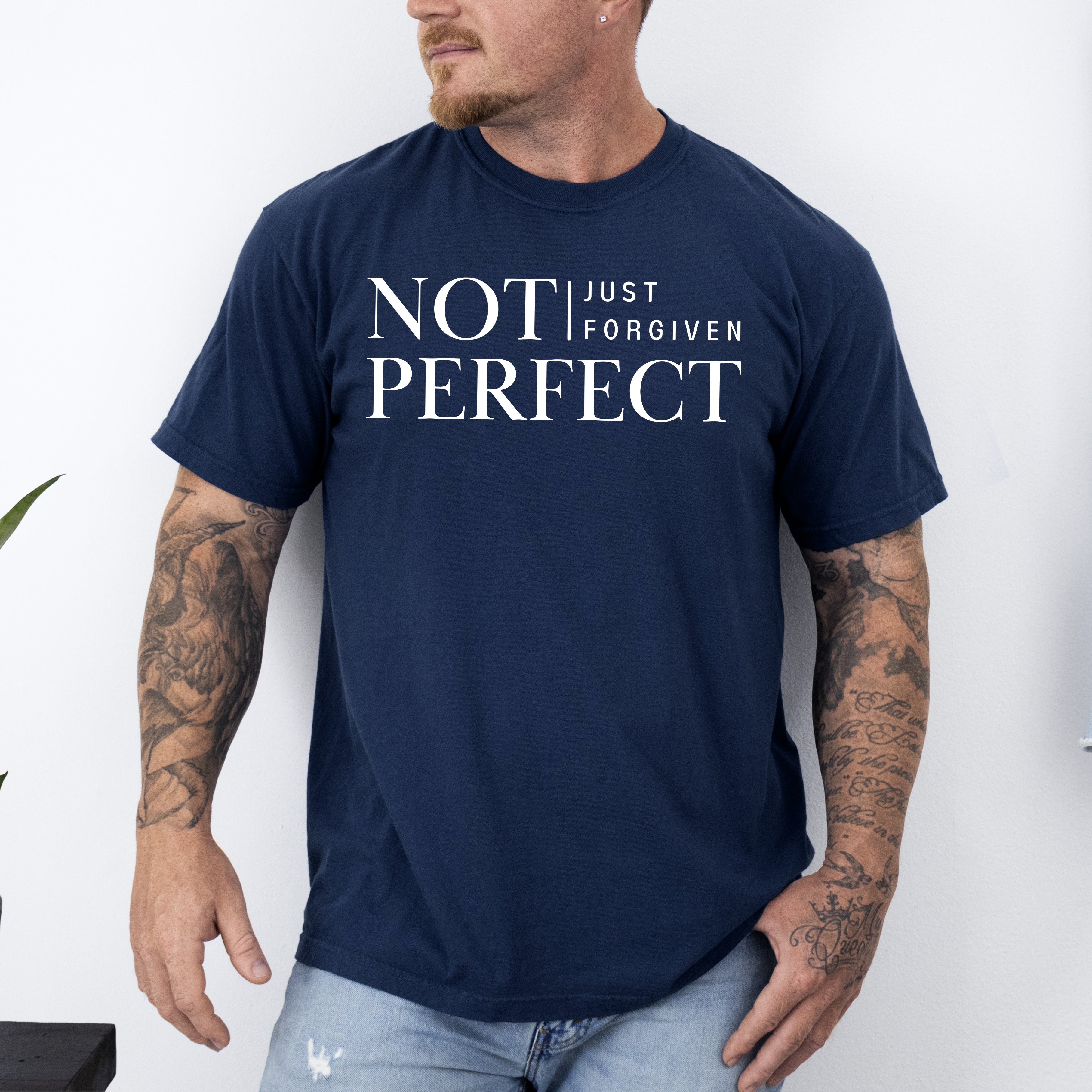 Not Perfect, Just Forgiven, Jesus, Christian, Religious, Gospel, Faith Comfort Colors Tee