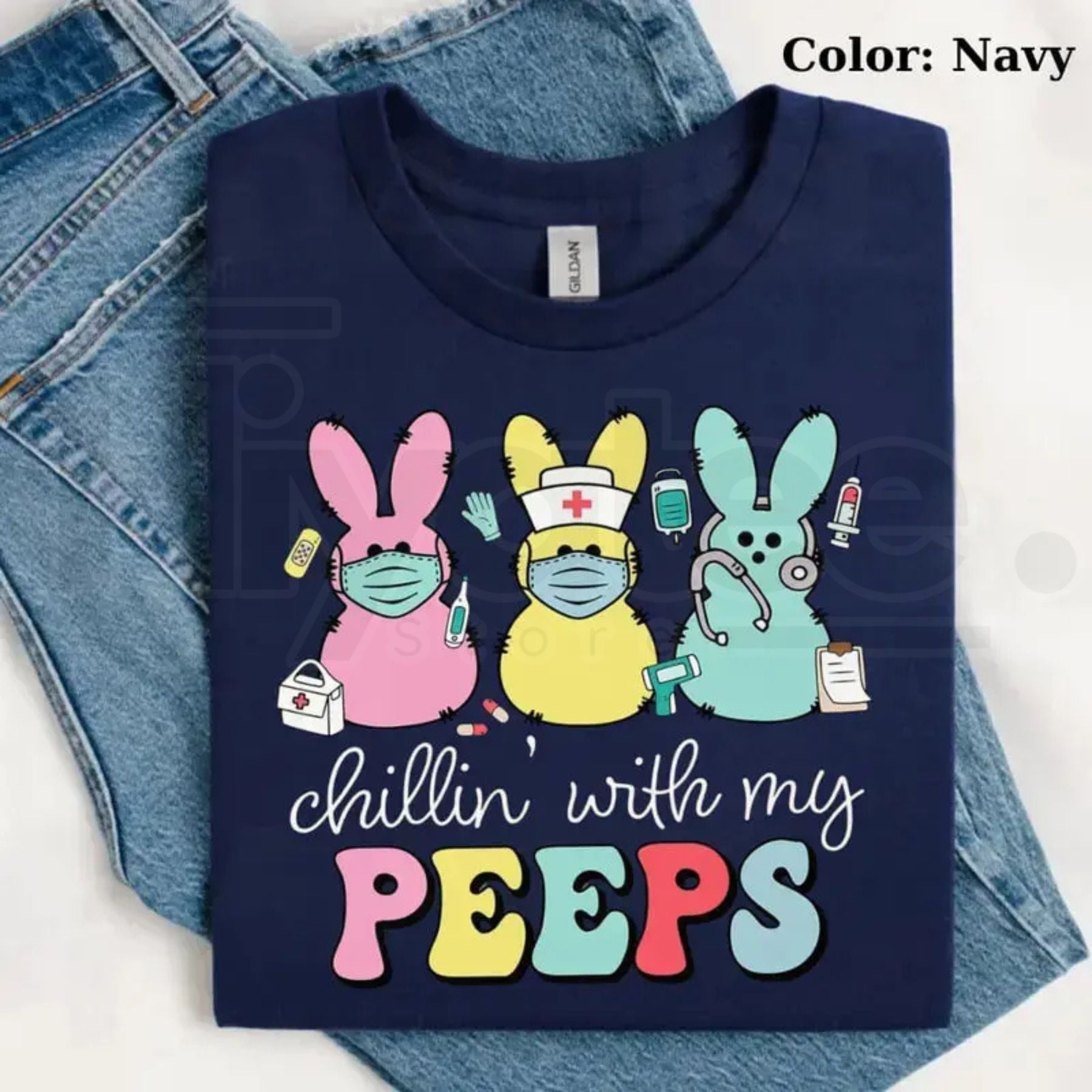 Nurse Easter Sweatshirt: Chillin With My Peeps Cute Bunny Nurse Crewneck