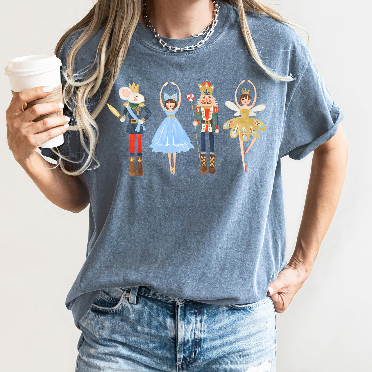 Nutcracker Ballet Christmas Ballerina Dance Art Illustration Design Graphic Comfort Colors Tee