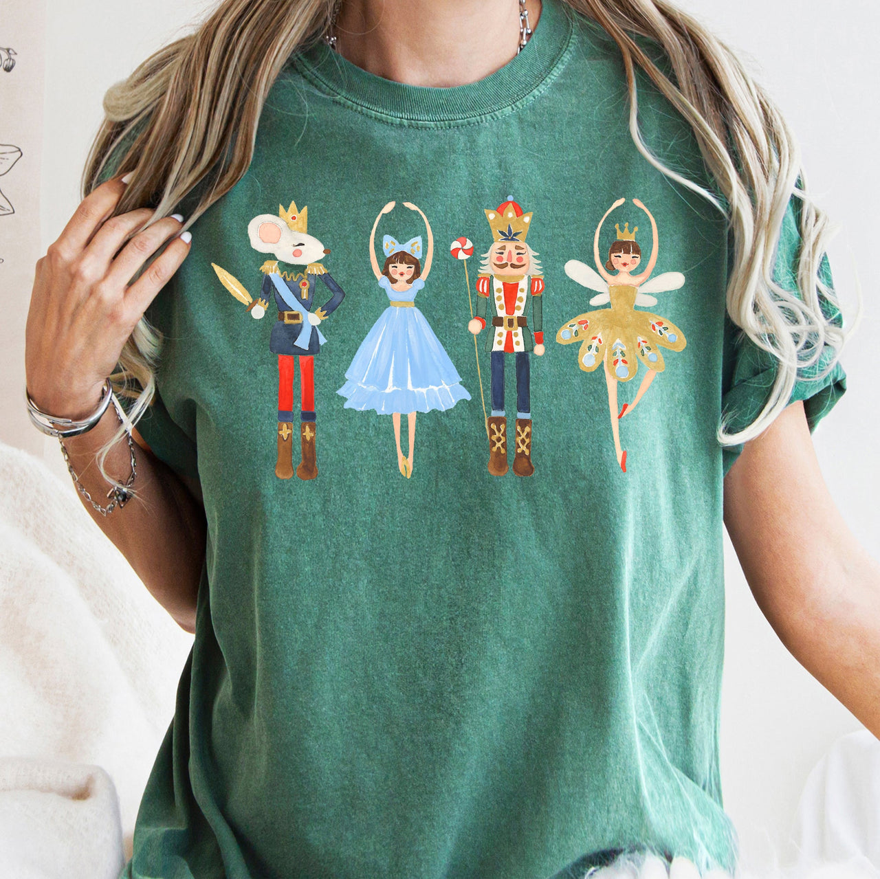 Nutcracker Ballet Christmas Ballerina Dance Art Illustration Design Graphic Comfort Colors Tee