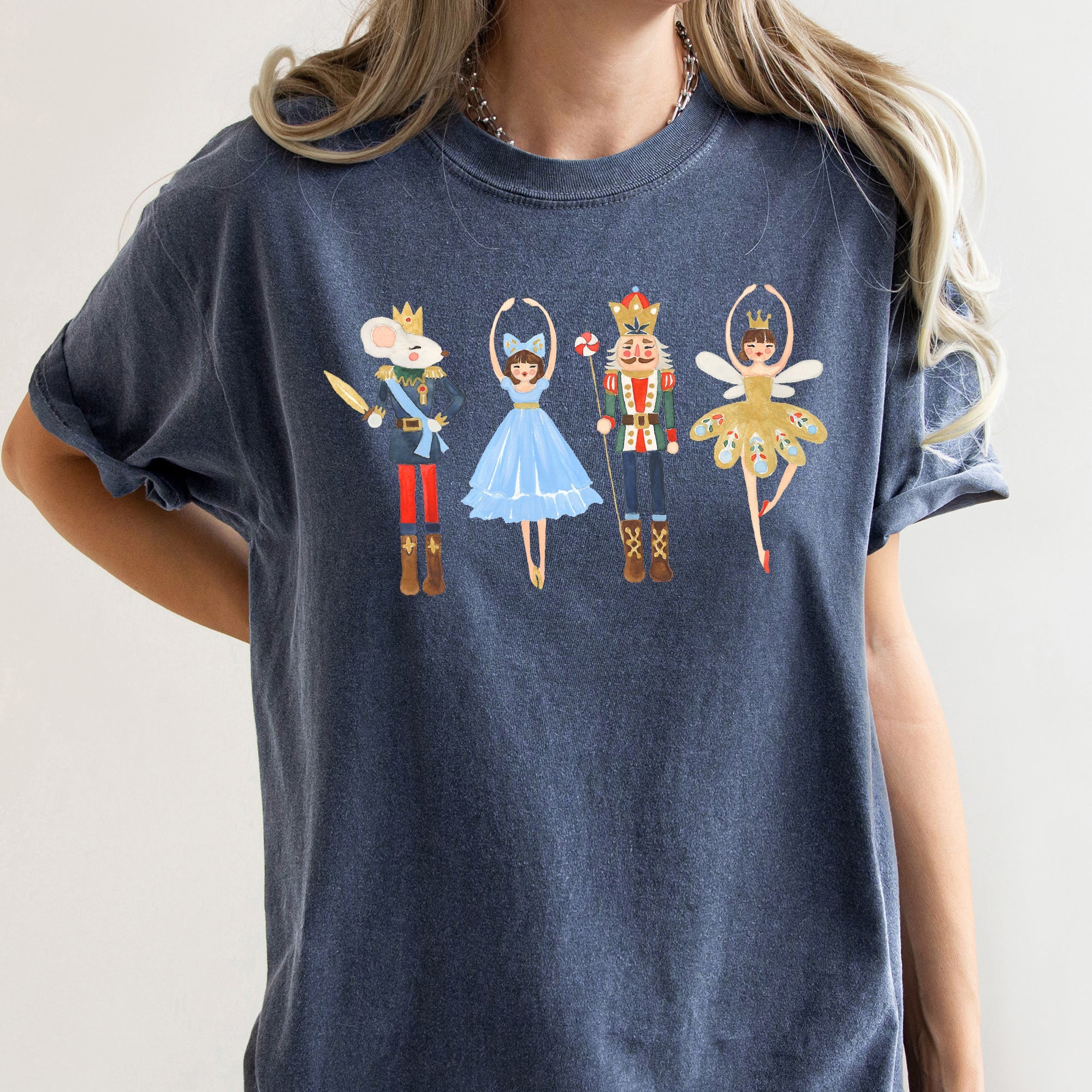Nutcracker Ballet Christmas Ballerina Dance Art Illustration Design Graphic Comfort Colors Tee