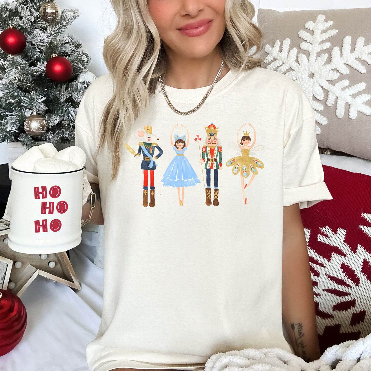 Nutcracker Ballet Christmas Ballerina Dance Art Illustration Design Graphic Comfort Colors Tee