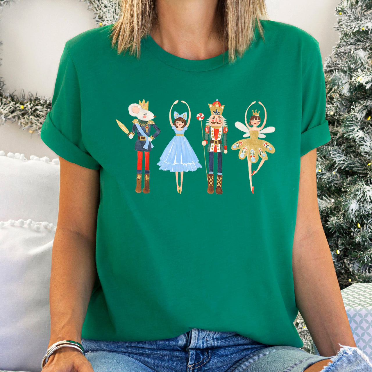 Nutcracker Ballet Christmas Ballerina Dance Silhouette Holiday Stage Scene Graphic Tee