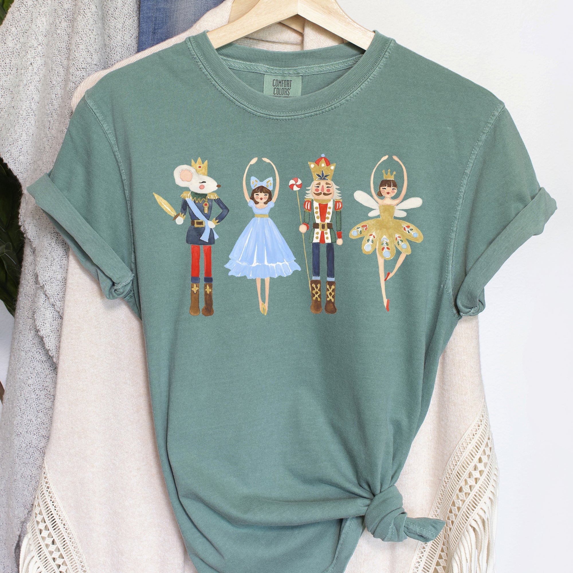 Nutcracker Ballet Christmas Ballerina Dance Art Illustration Design Graphic Comfort Colors Tee