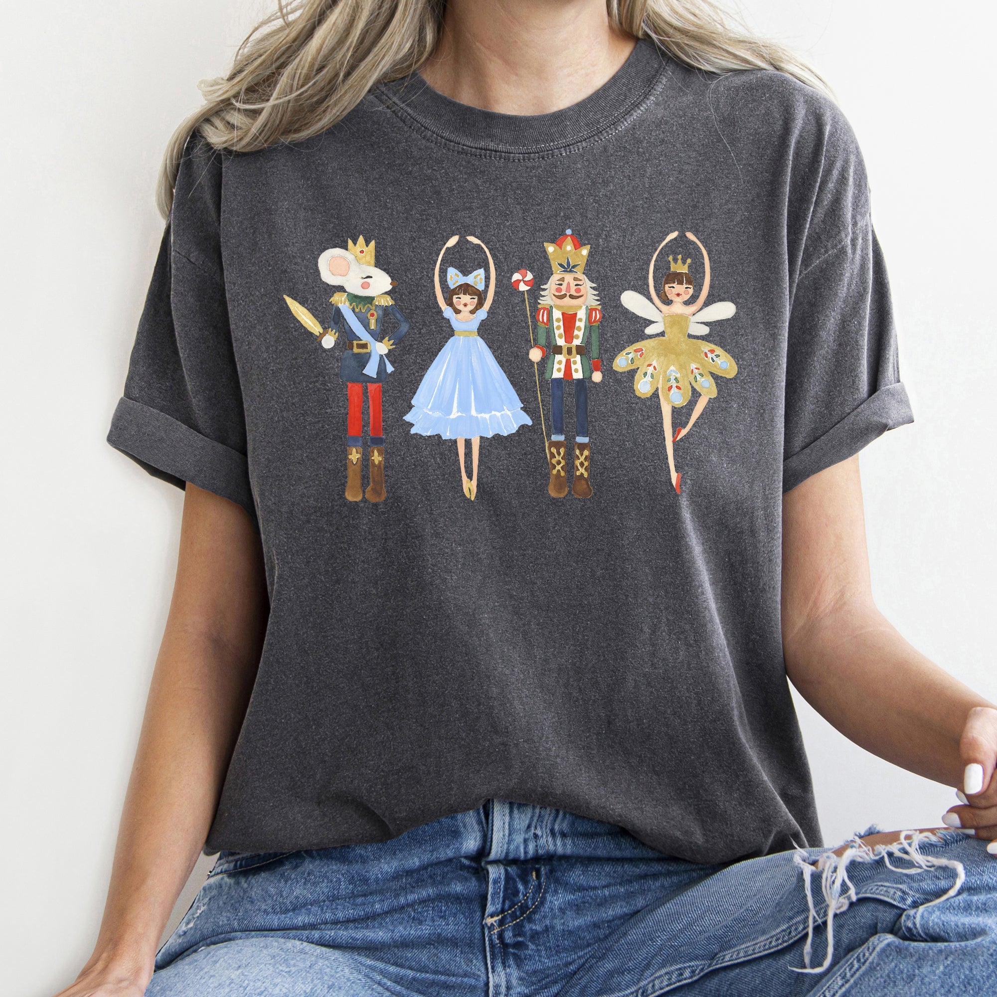 Nutcracker Ballet Christmas Ballerina Dance Art Illustration Design Graphic Comfort Colors Tee