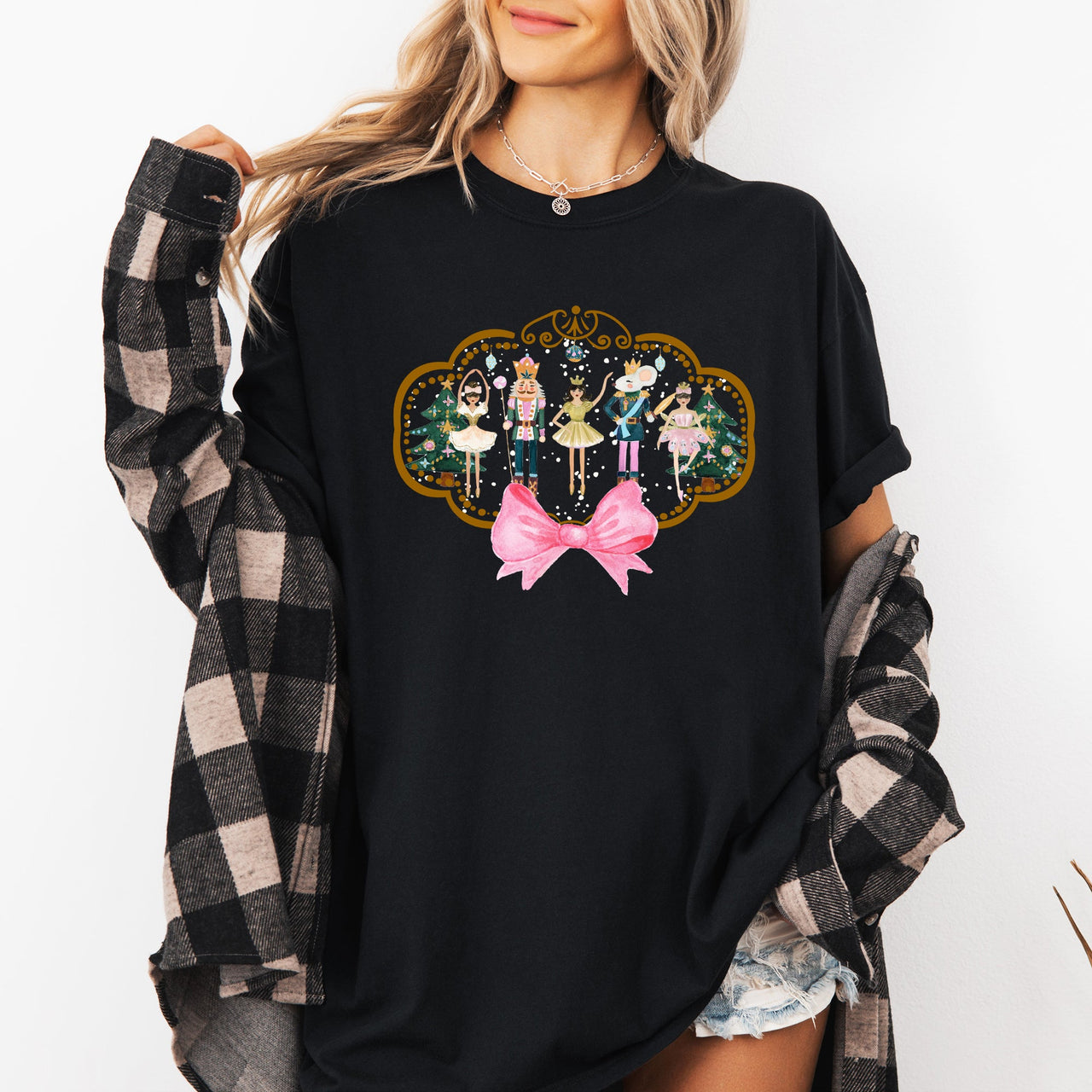 Nutcracker Christmas Ballet Sugar Plum Fairy Noel Santa Winter Ballerina Xmas Bow Comfort Colors Tee