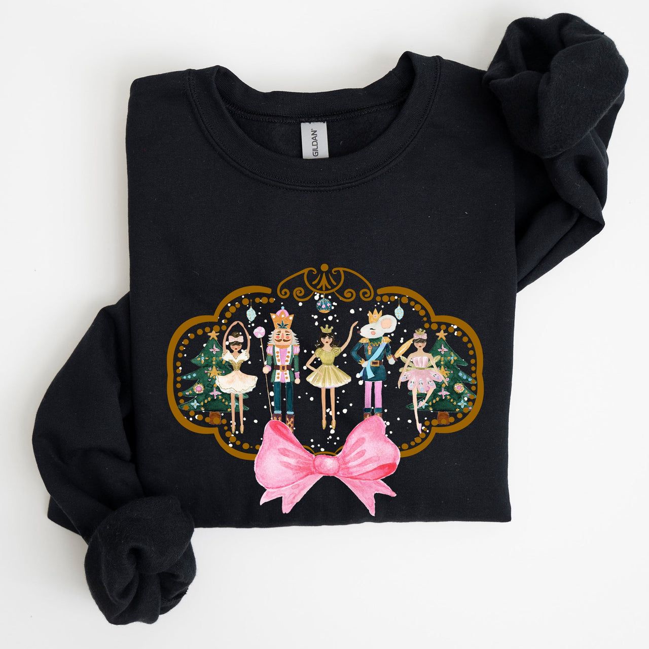 Nutcracker Christmas Bow Sugar Plum Fairy Noel Santa Winter Ballerina Xmas Ballet Sweatshirt