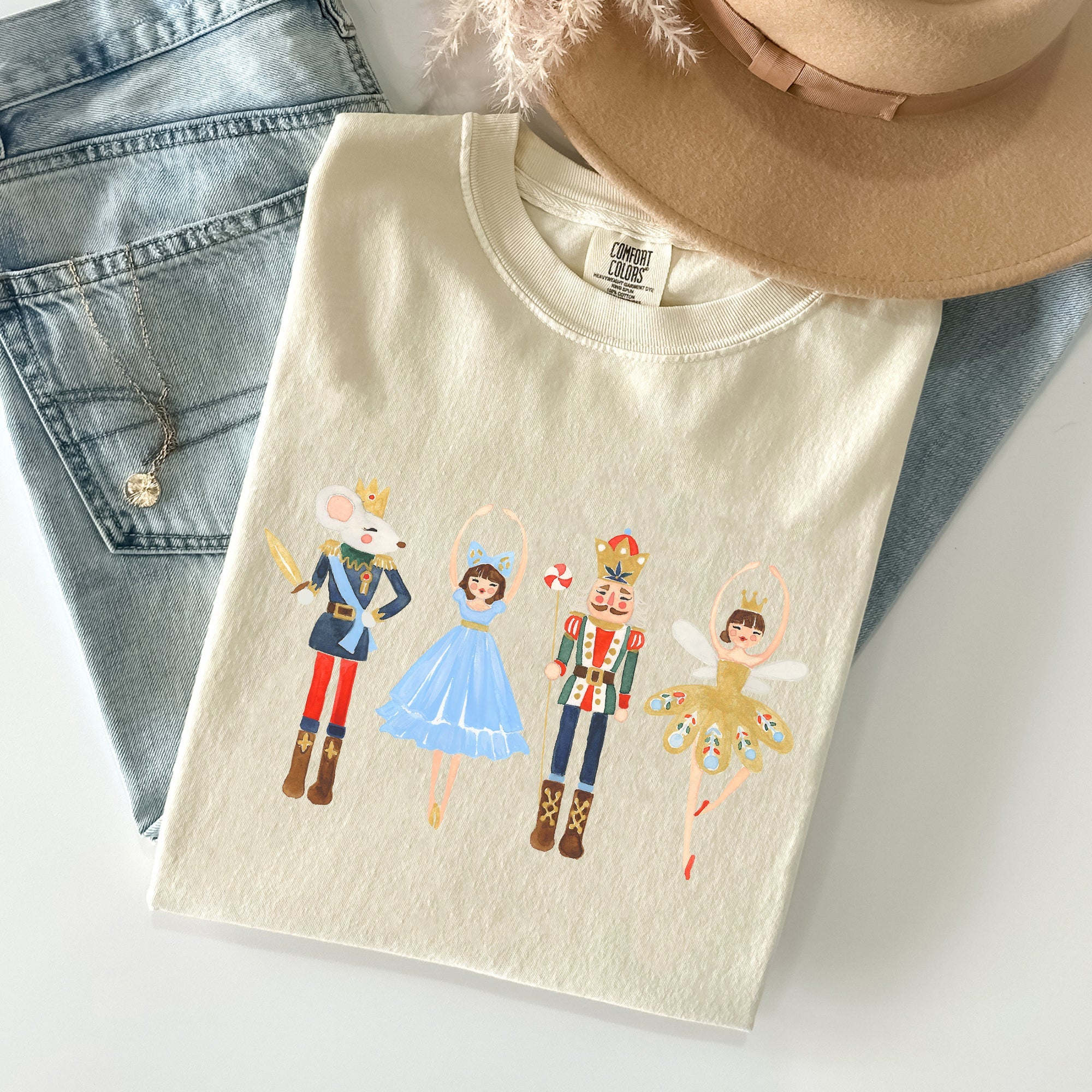 Nutcracker Christmas Sugar Plum Fairy Noel Santa Winter Ballerina Xmas Ballet Comfort Colors Tee