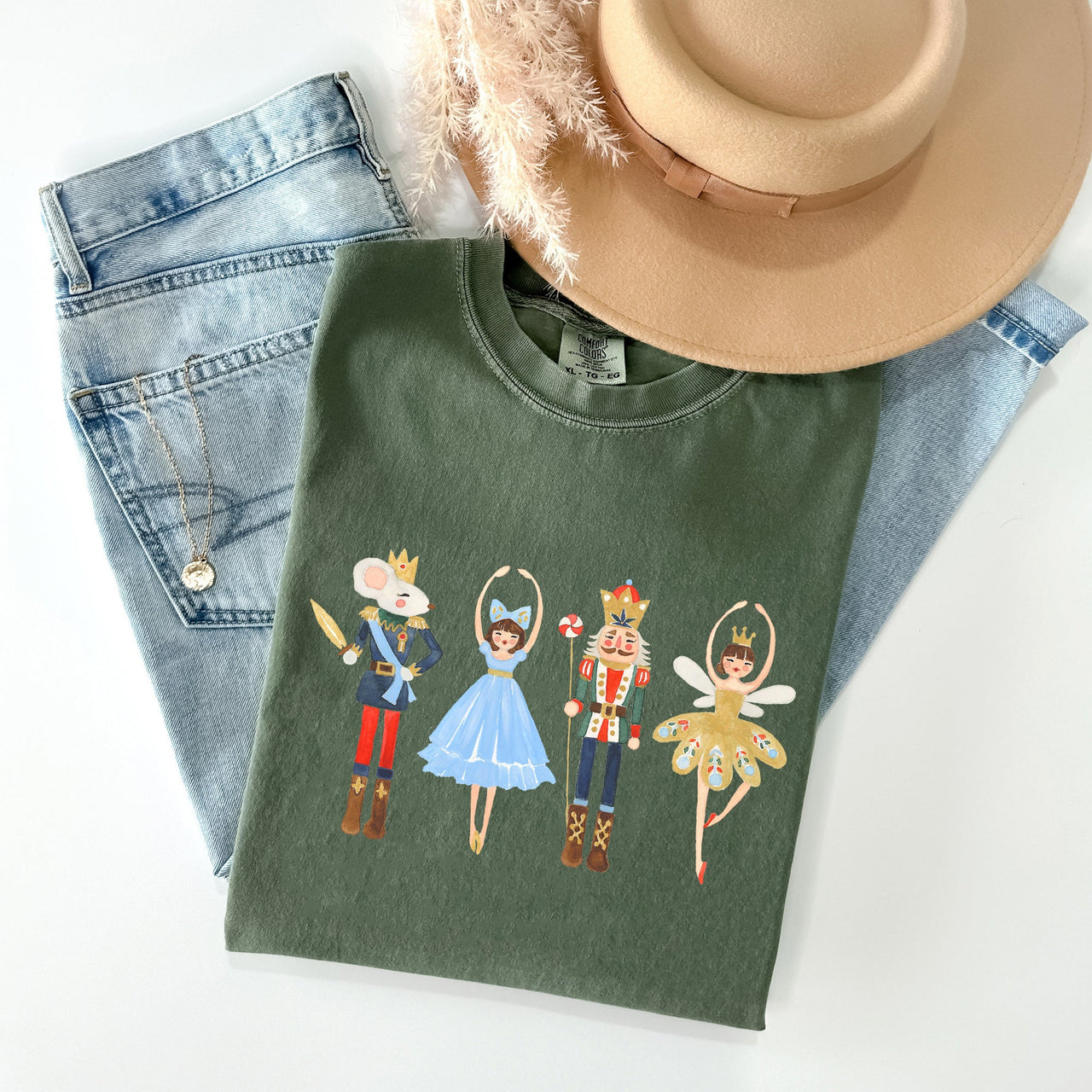 Nutcracker Christmas Sugar Plum Fairy Noel Santa Winter Ballerina Xmas Ballet Comfort Colors Tee