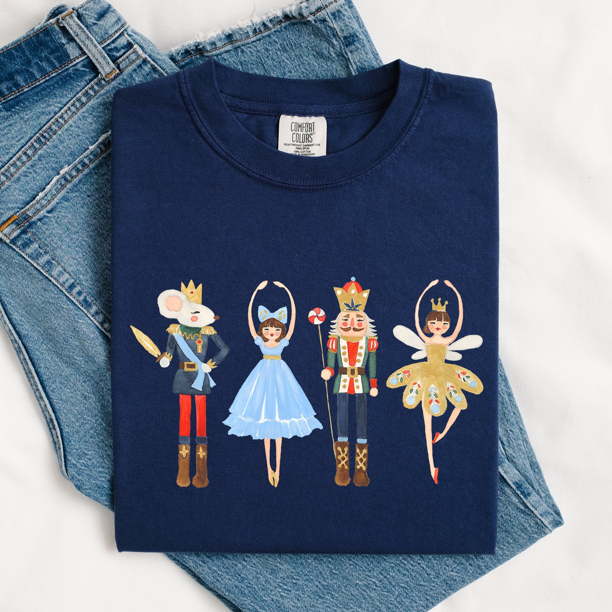 Nutcracker Christmas Sugar Plum Fairy Noel Santa Winter Ballerina Xmas Ballet Comfort Colors Tee