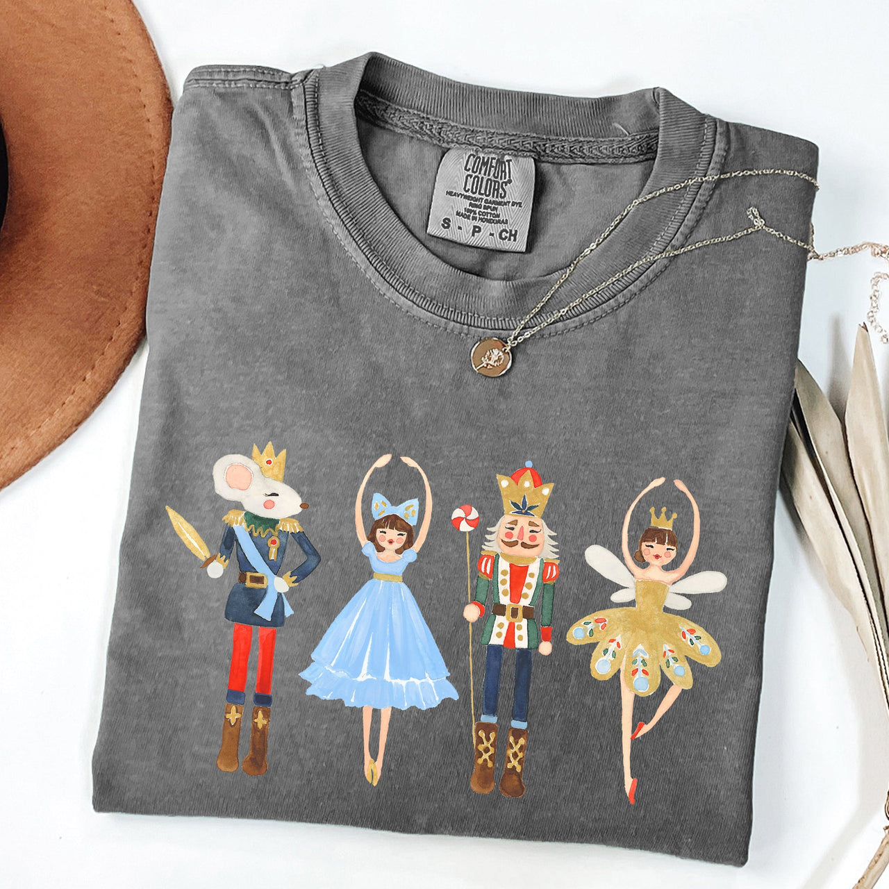 Nutcracker Christmas Sugar Plum Fairy Noel Santa Winter Ballerina Xmas Ballet Comfort Colors Tee