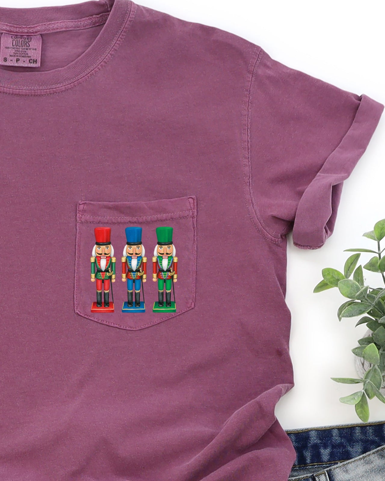 Nutcrackers Pocket Christmas Santa Snow Xmas Cozy Holiday Keepsakes Comfort Colors Tee