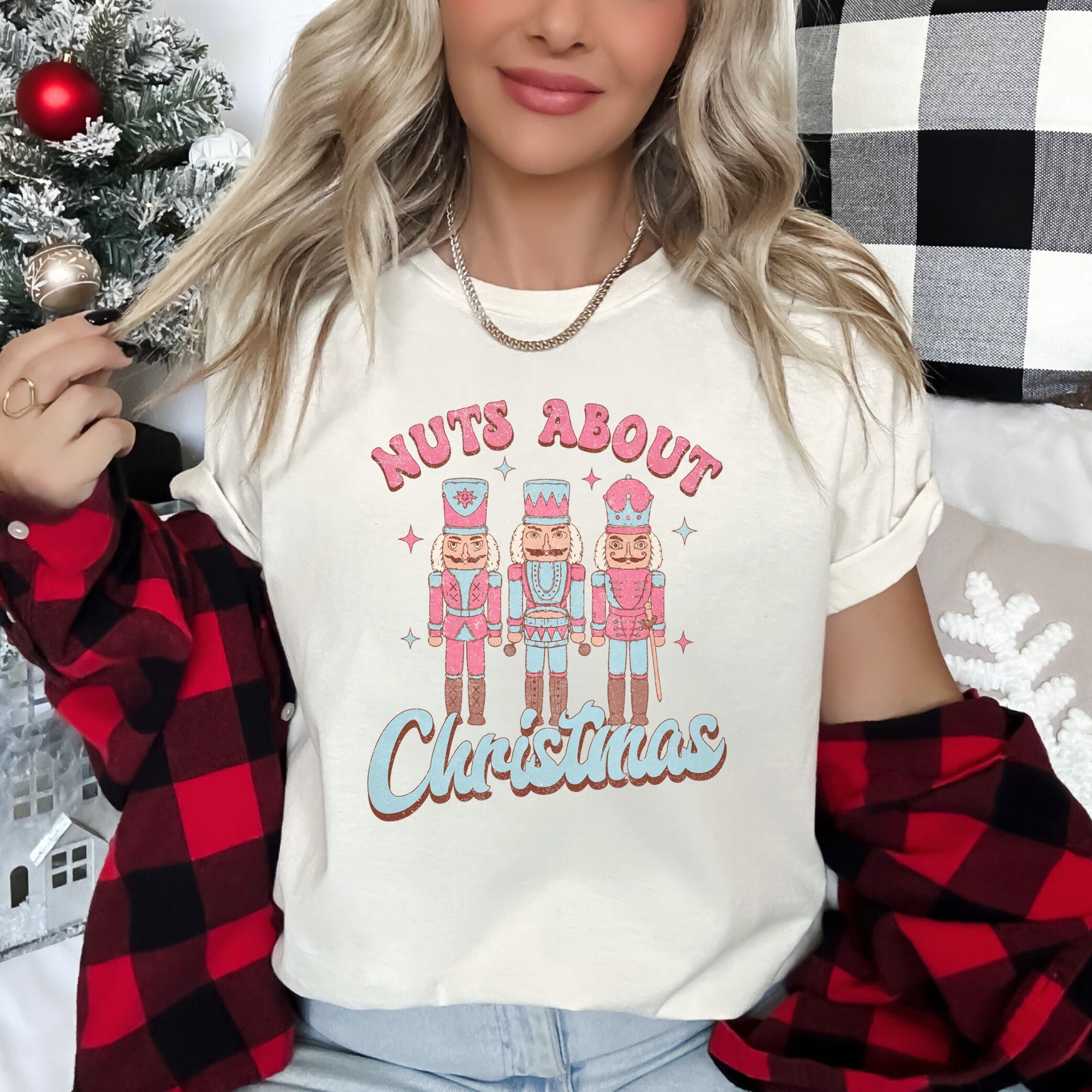 Nuts About Christmas Pink Nutcrackers Festive Holiday Theme Limited Edition Graphic Tee