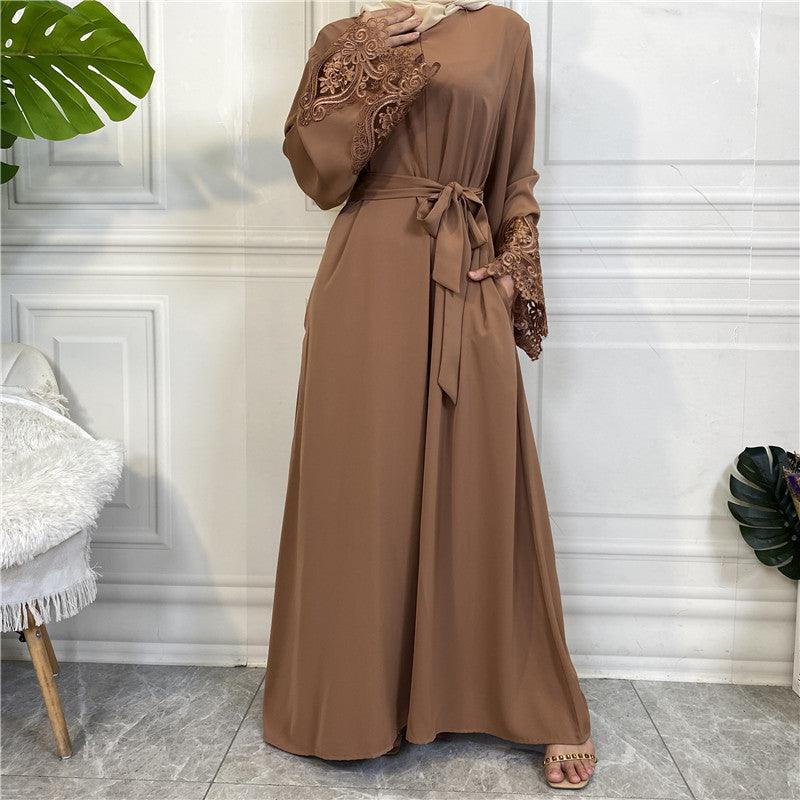 Floral Lace Zip Abaya (MA060)