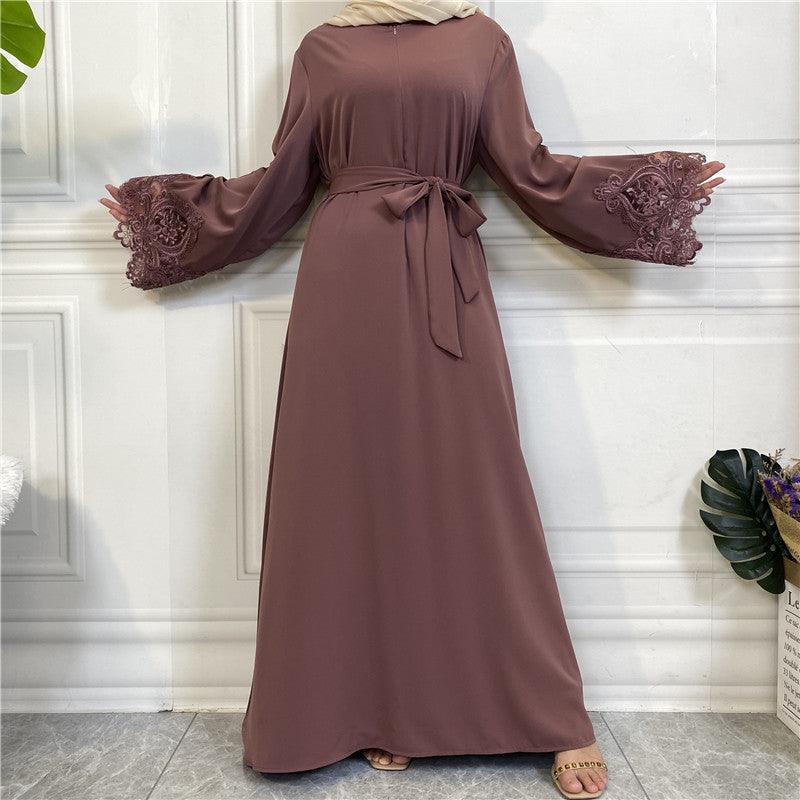 Floral Lace Zip Abaya (MA060)