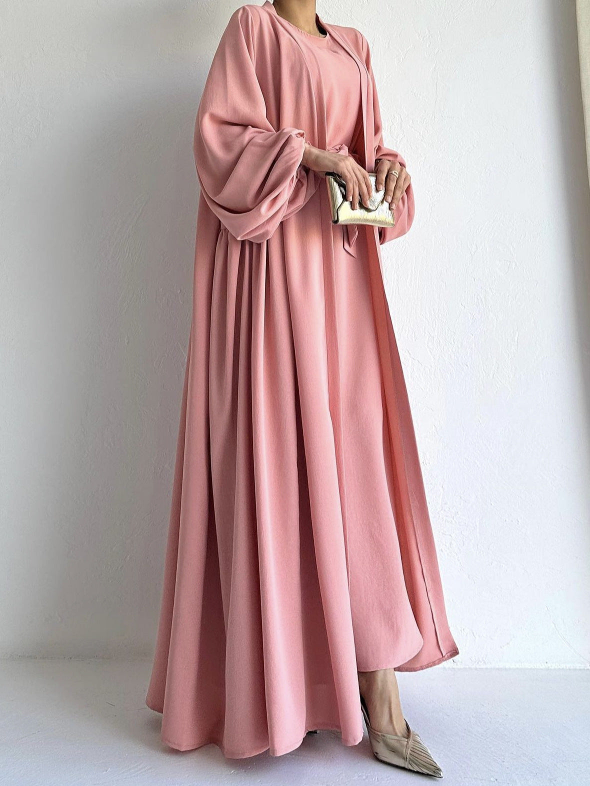 Loose Lantern Sleeve Abaya 3-Piece Set(MOA050)