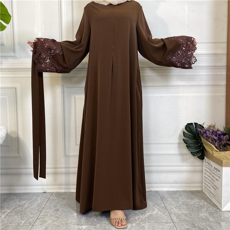 Floral Lace Zip Abaya (MA060)
