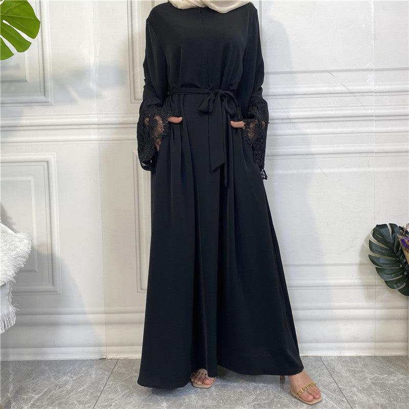 Floral Lace Zip Abaya (MA060)
