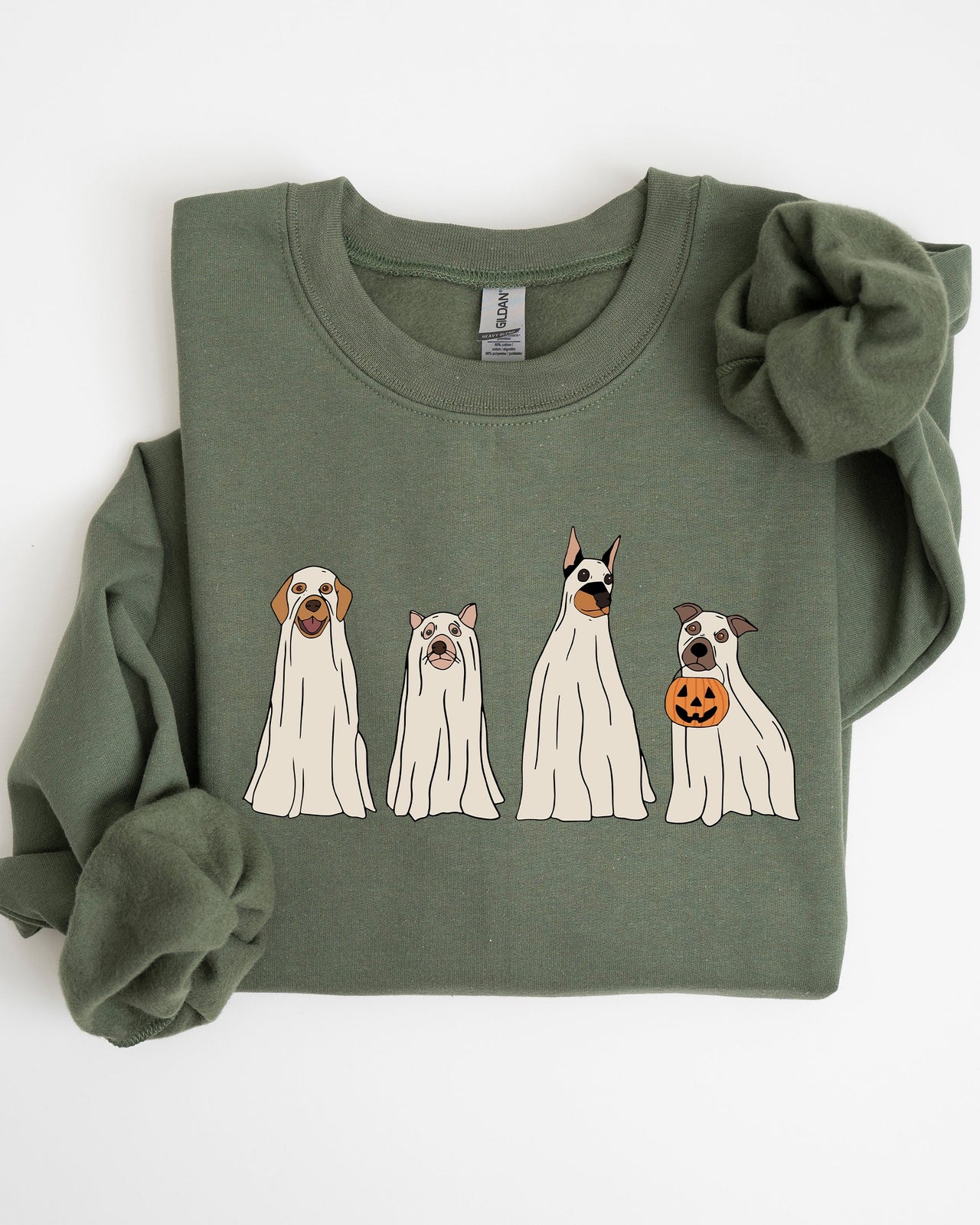 Spooky Ghost Dogs Bathroom Witch Halloween Meme Costume Graphic Illustration Artwork Style Sweatshirt