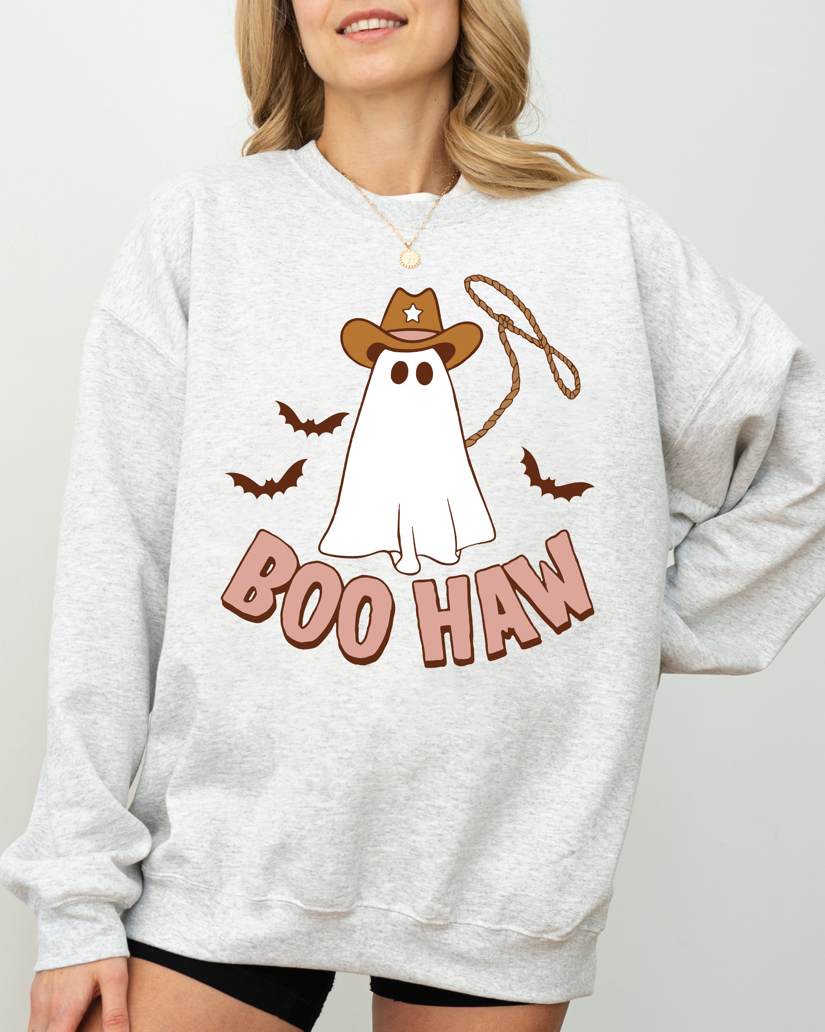 Boo Haw Cowboy Ghost Meme Halloween Spooky Witch Costume Deluxe Edition Premium Soft Cozy Sweatshirt