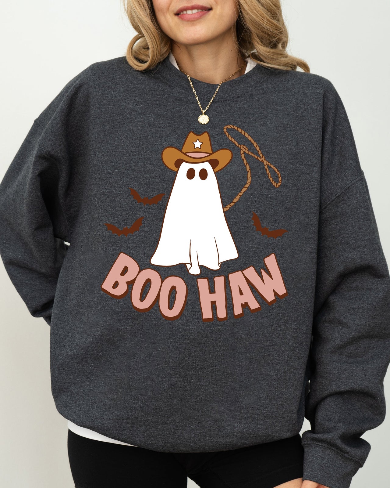 Boo Haw Cowboy Ghost Meme Halloween Spooky Witch Costume Deluxe Edition Premium Soft Cozy Sweatshirt
