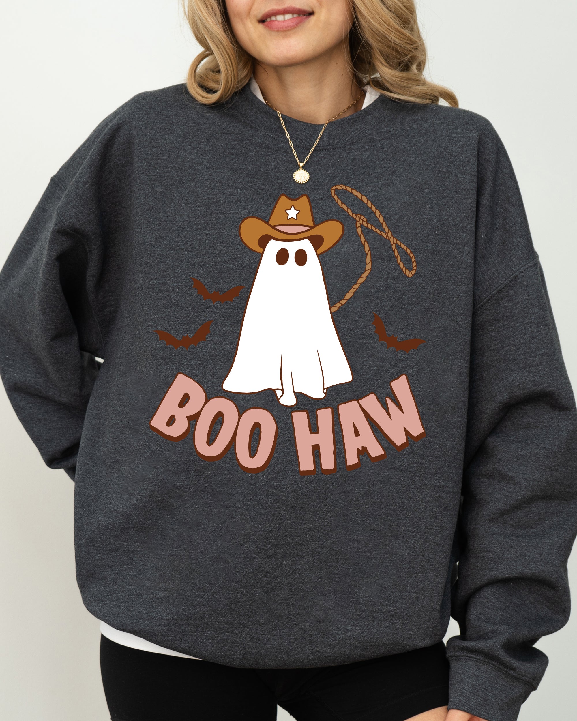 Boo Haw Cowboy Ghost Meme Halloween Spooky Witch Costume Deluxe Edition Premium Soft Cozy Sweatshirt
