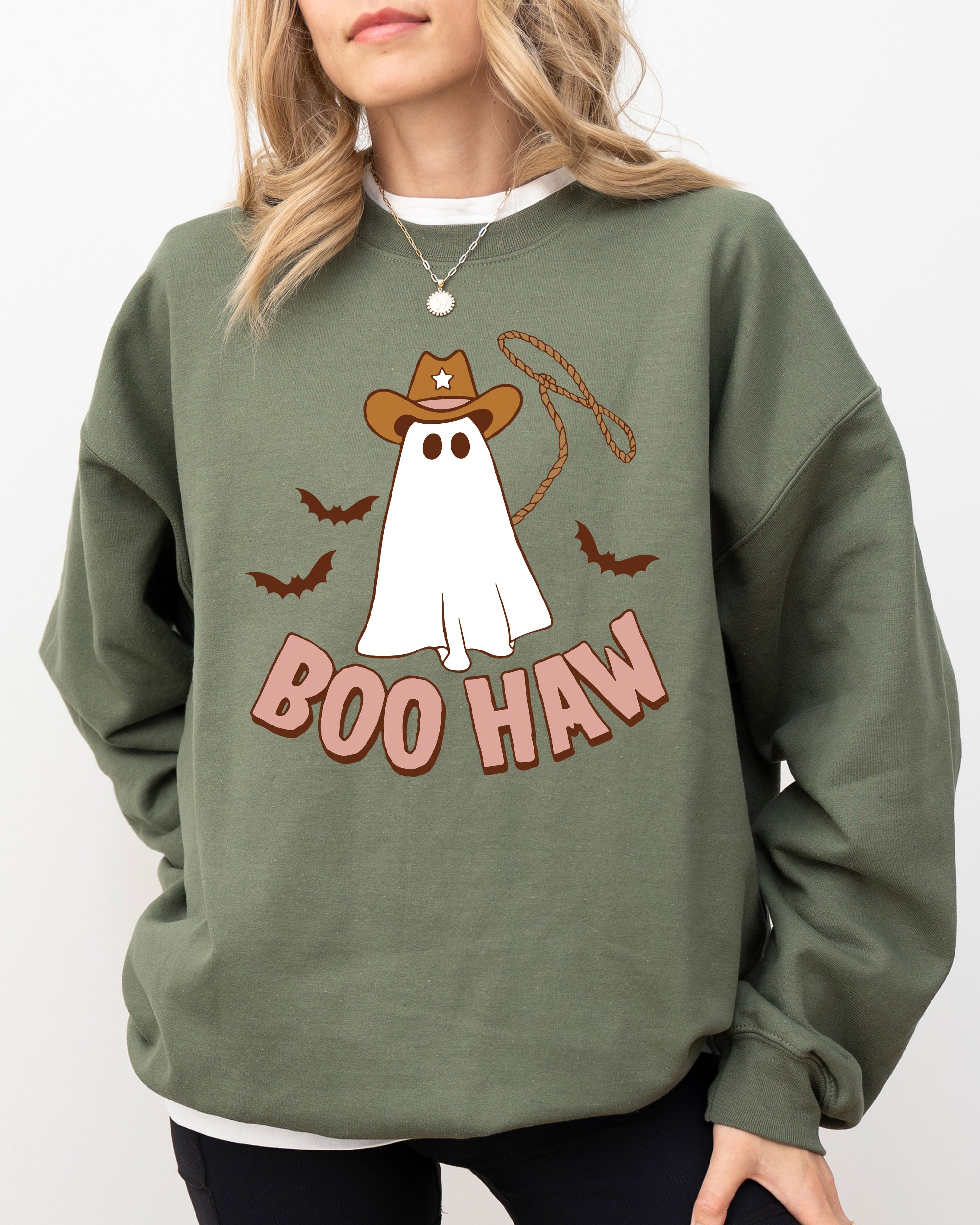 Boo Haw Cowboy Ghost Meme Halloween Spooky Witch Costume Deluxe Edition Premium Soft Cozy Sweatshirt