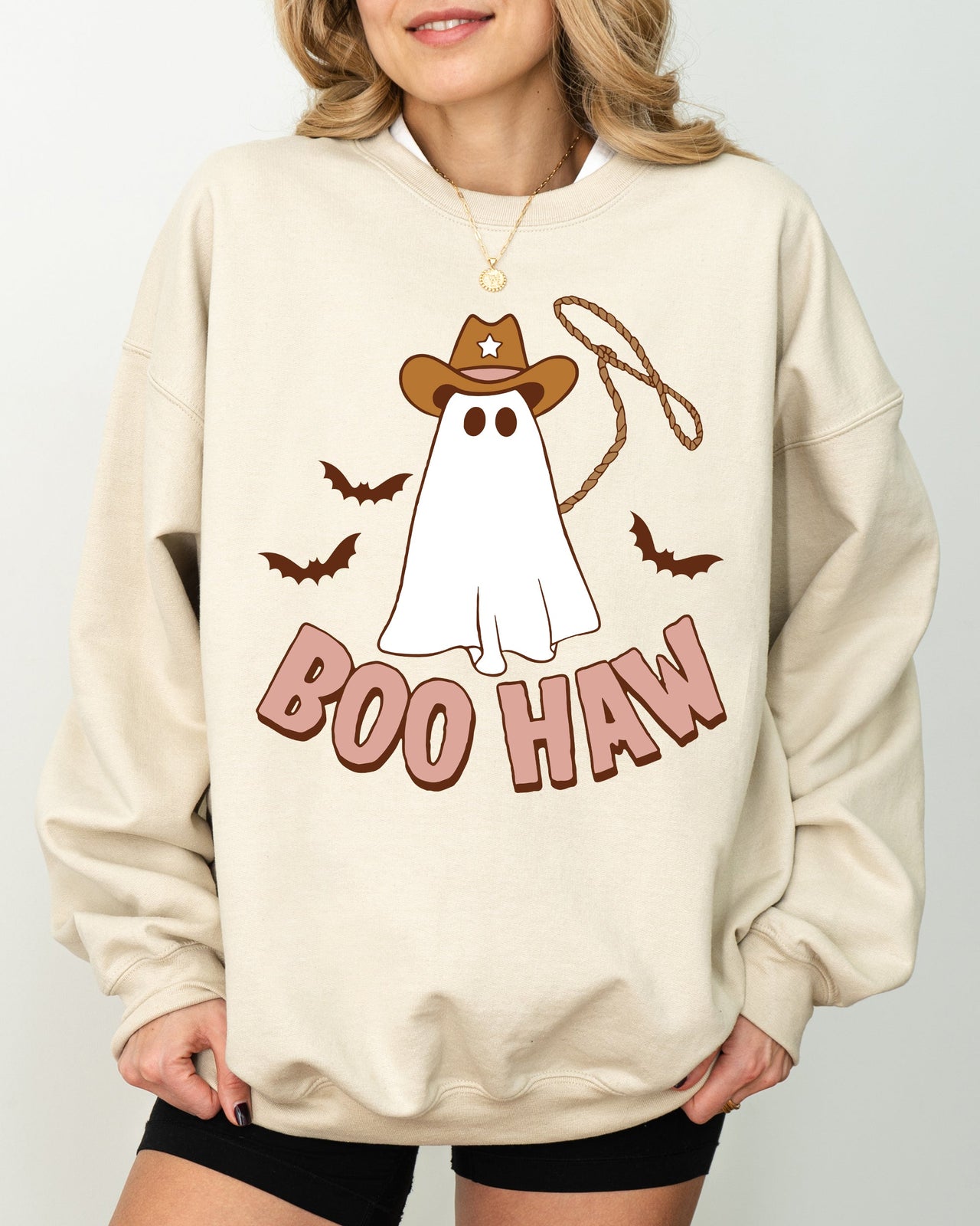 Boo Haw Cowboy Ghost Meme Halloween Spooky Witch Costume Deluxe Edition Premium Soft Cozy Sweatshirt